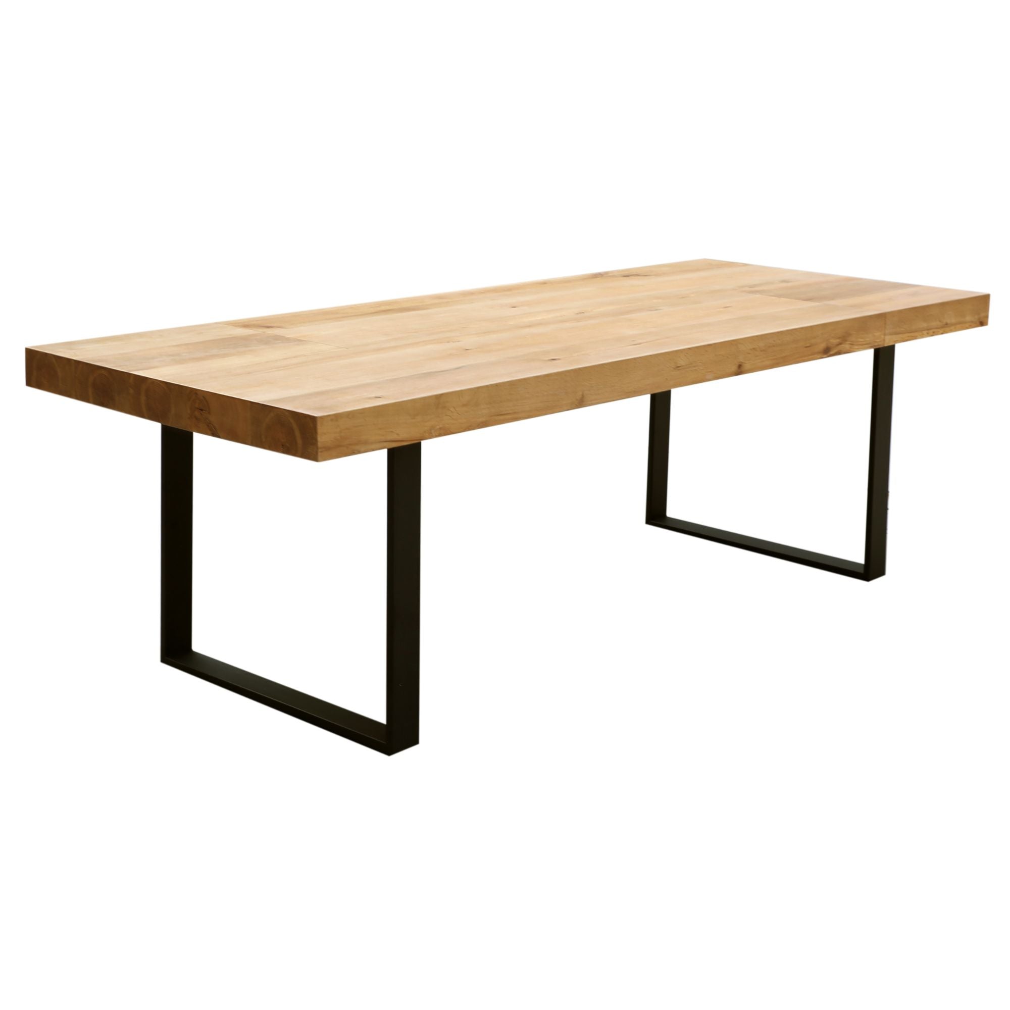 Ethan 3pc 240cm Dining Table 190cm Bench Veneer Solid Oak Top Metal Leg Natural - SILBERSHELL