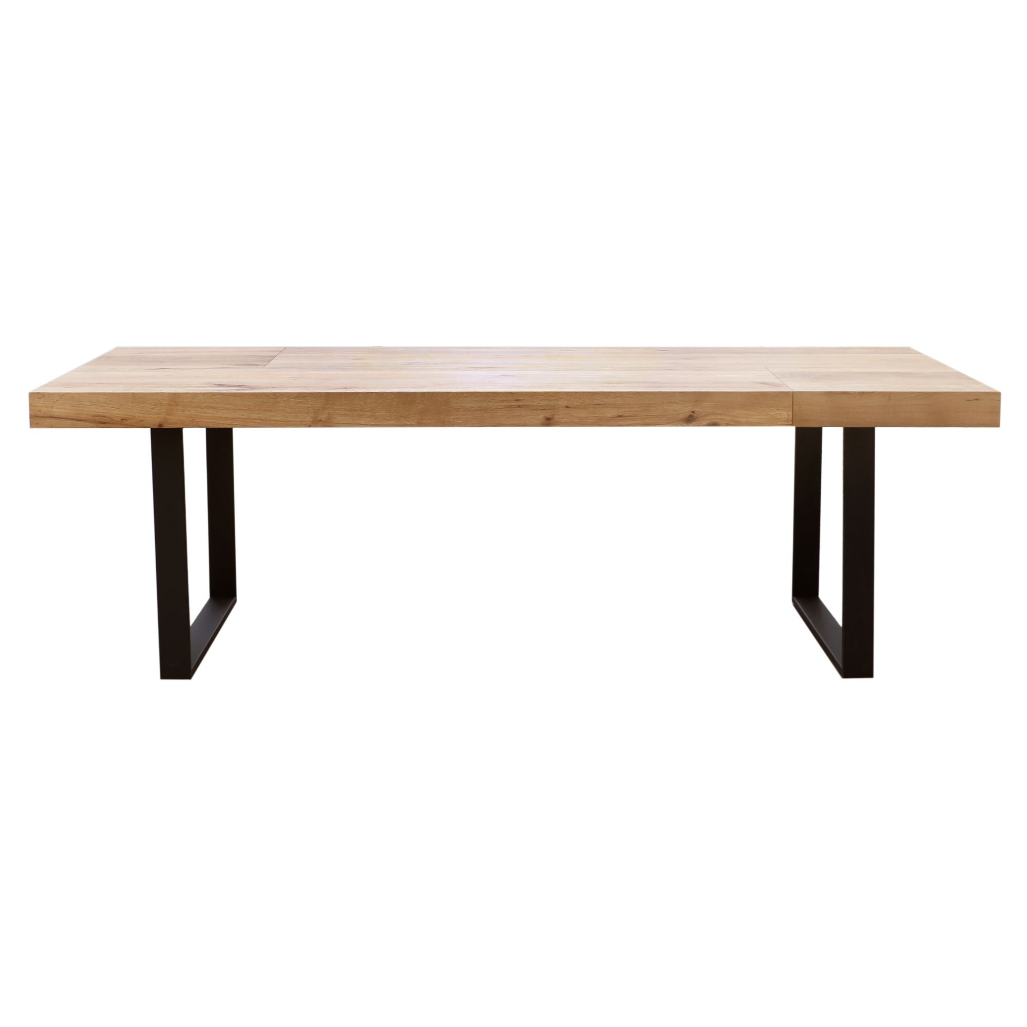 Ethan 3pc 240cm Dining Table 190cm Bench Veneer Solid Oak Top Metal Leg Natural - SILBERSHELL