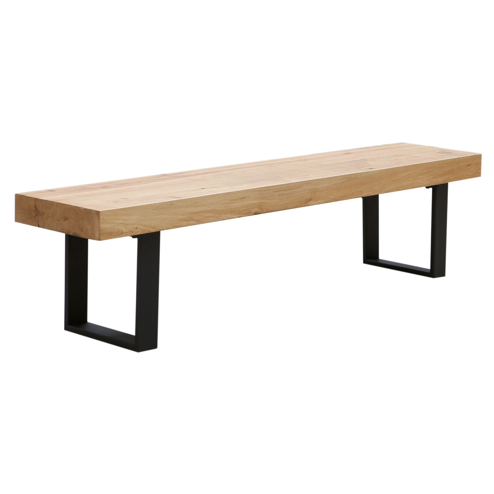 Ethan 3pc 240cm Dining Table 190cm Bench Veneer Solid Oak Top Metal Leg Natural - SILBERSHELL