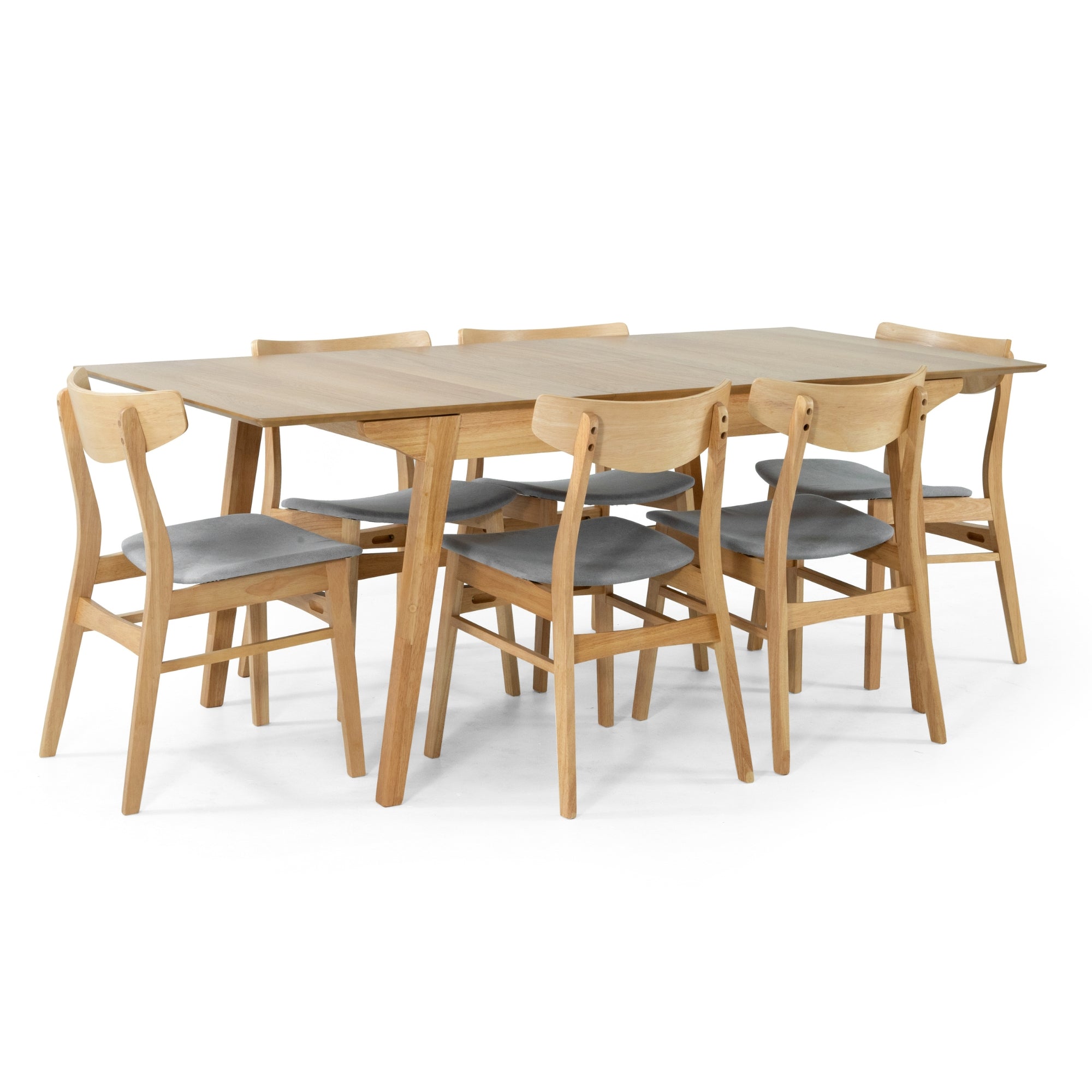 Cusco 7pc Set Dining Set 150 - 190cm Extendable Table 6 Chair Scandinavian Style - SILBERSHELL