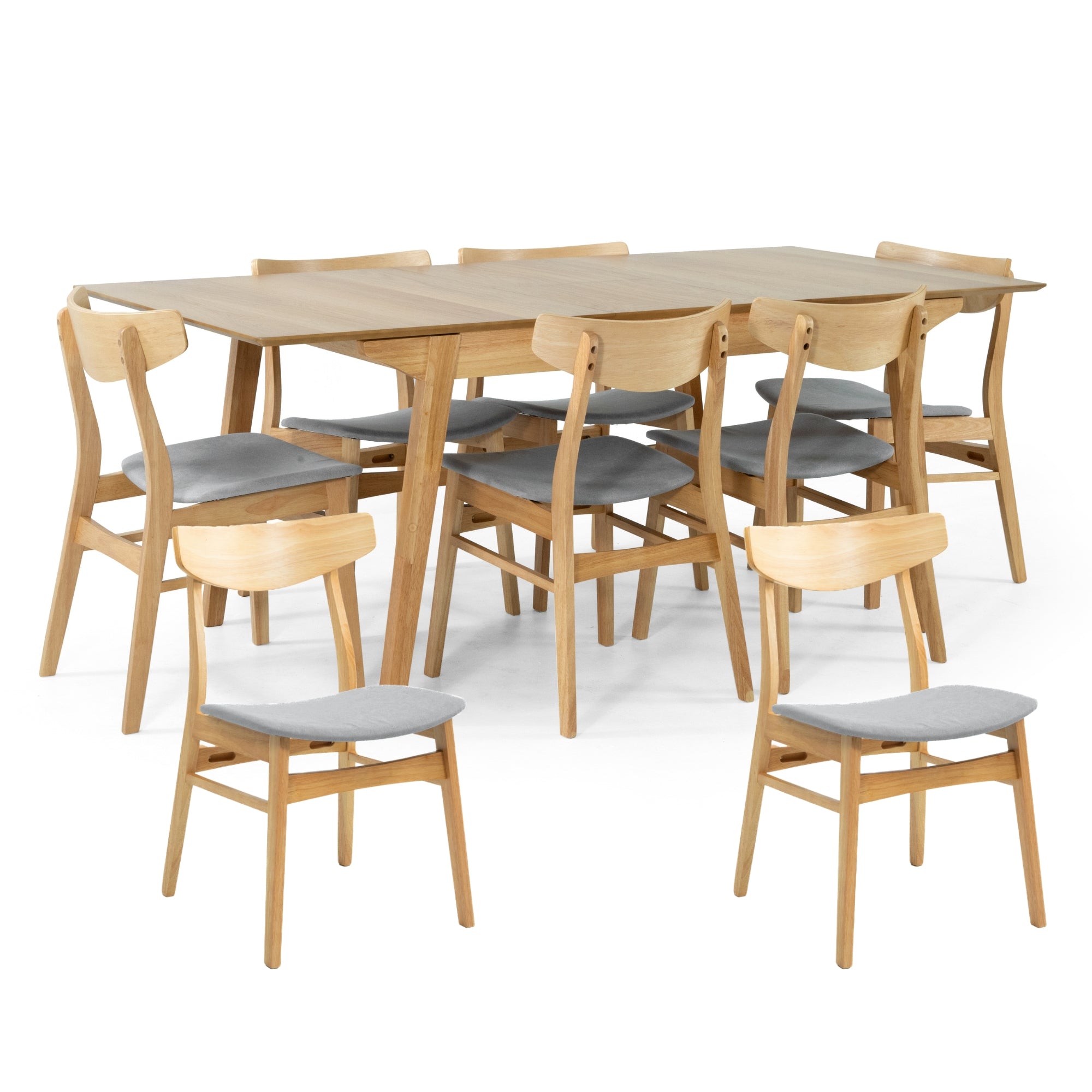 Cusco 9pc Set Dining Set 150 - 190cm Extendable Table 8 Chair Scandinavian Style - SILBERSHELL