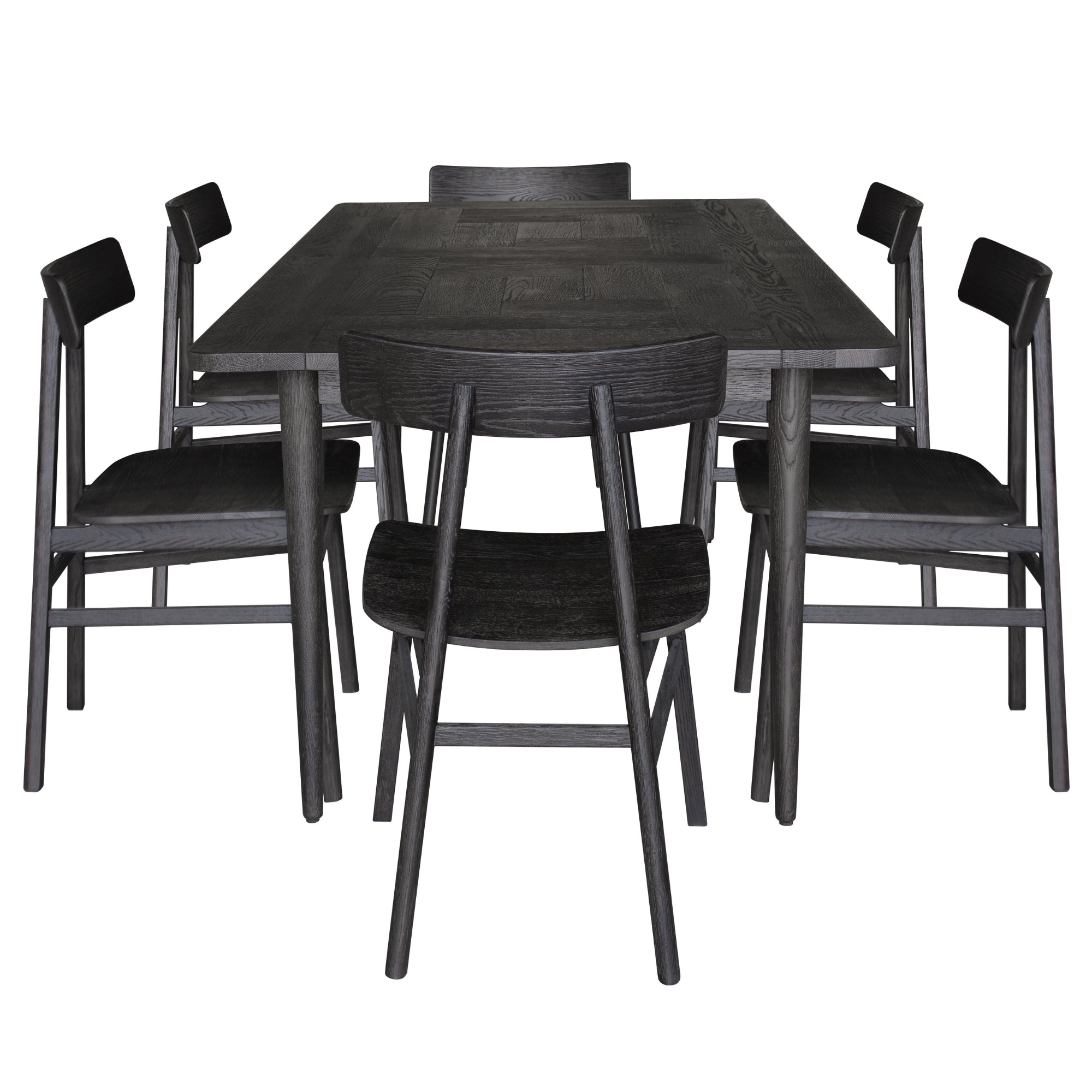 Claire 7pc Dining Set Table 180cm Solid Oak Wood Timber Seat Chair - Black - SILBERSHELL