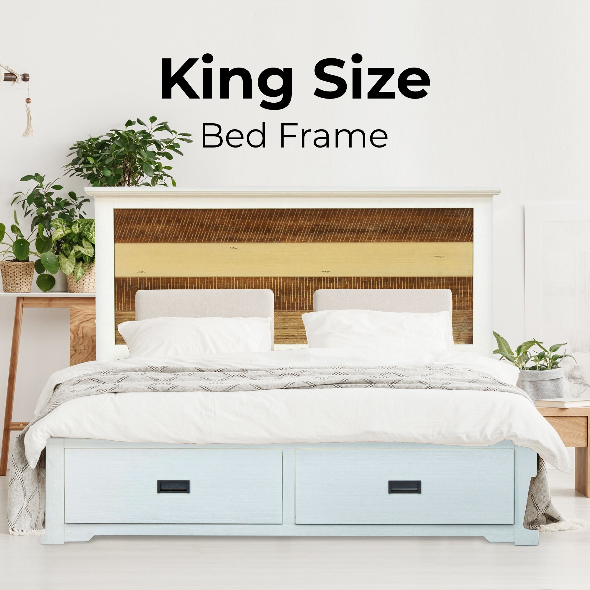 Orville Bed Frame King Size Mattress Base With Storage Drawers - Multi Color - SILBERSHELL