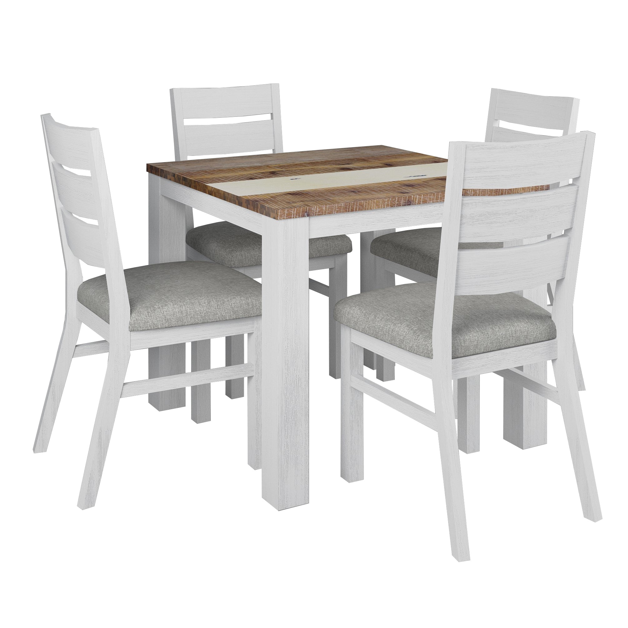 Orville 5pc Dining Set 90cm Table 4 Chair Solid Acacia Wood Timber - Multi Color - SILBERSHELL