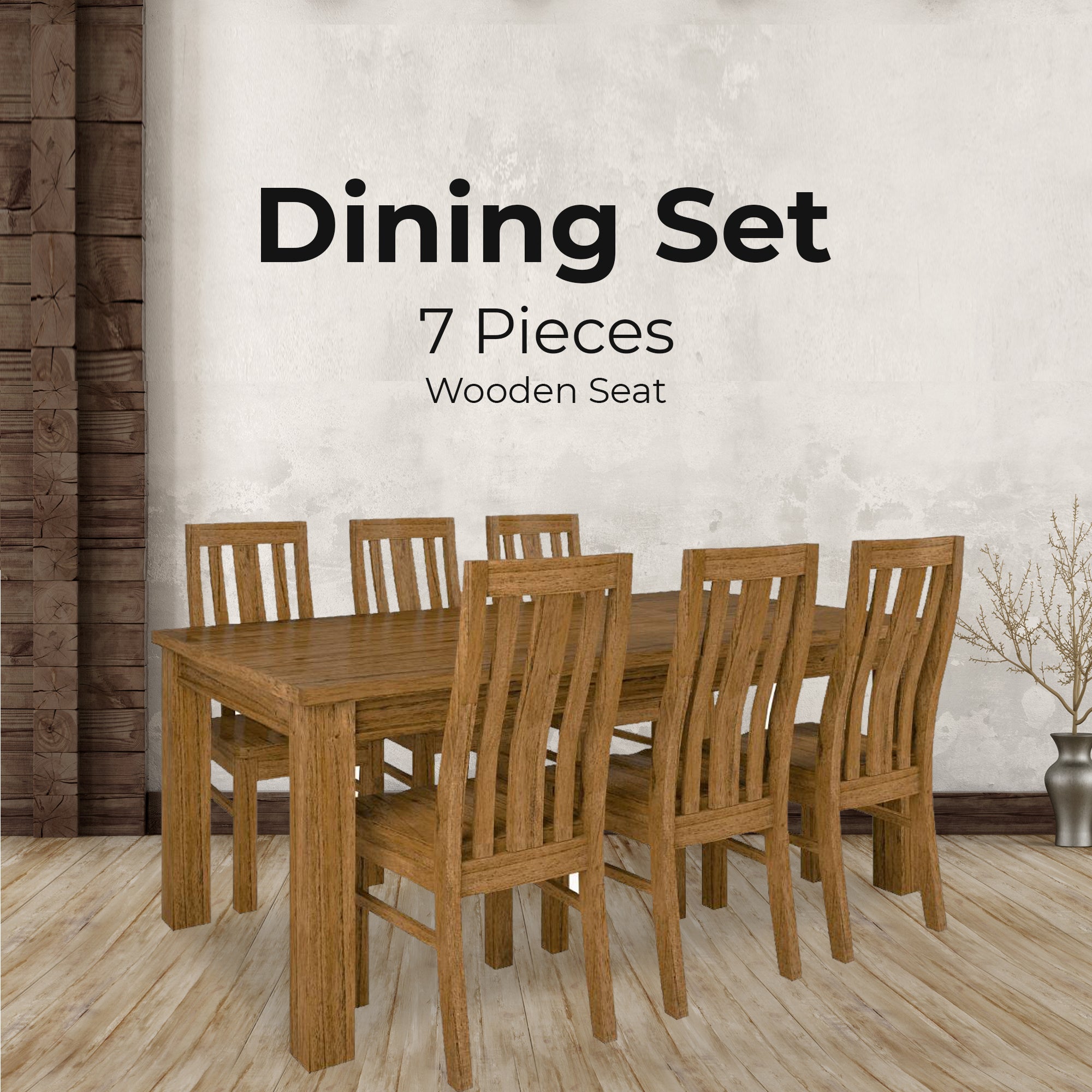 Birdsville 7pc Dining Set 190cm Table 6 Chair Solid Mt Ash Wood Timber - Brown - SILBERSHELL