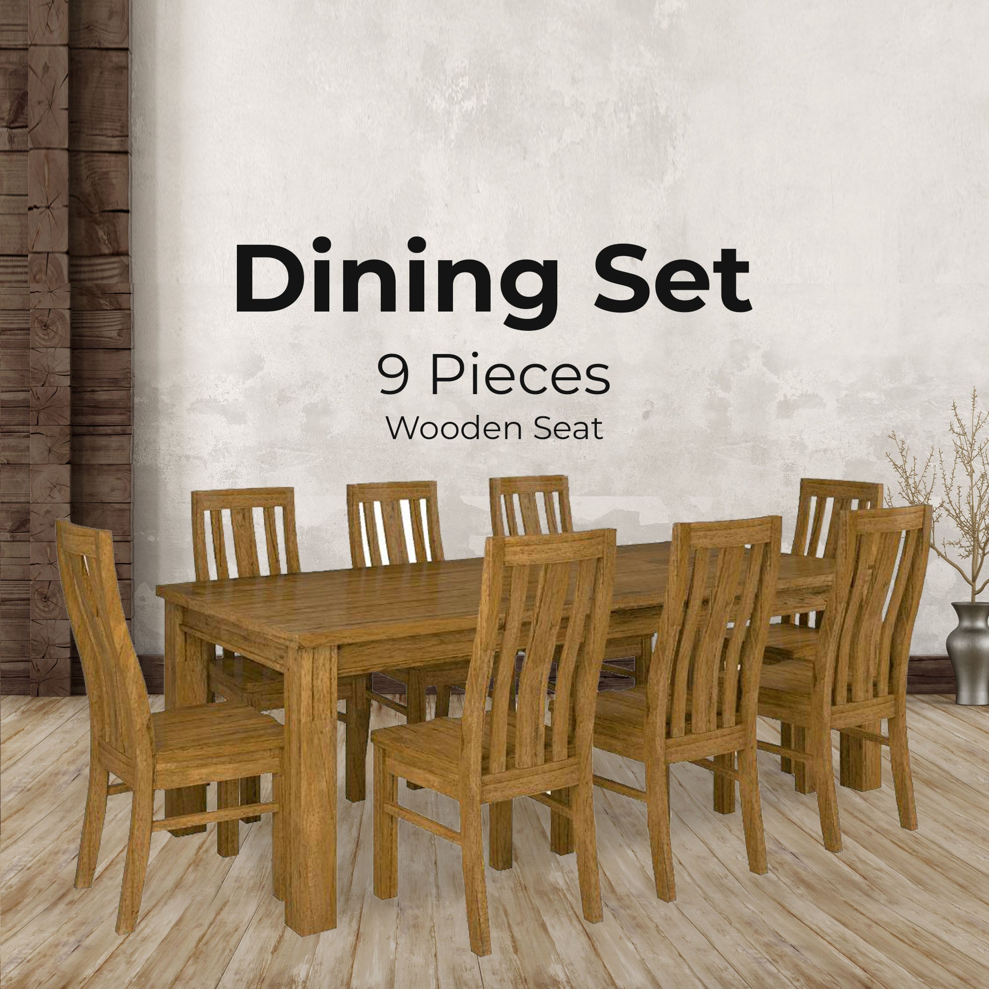 Birdsville 9pc Dining Set 225cm Table 8 Chair Solid Mt Ash Wood Timber - Brown - SILBERSHELL