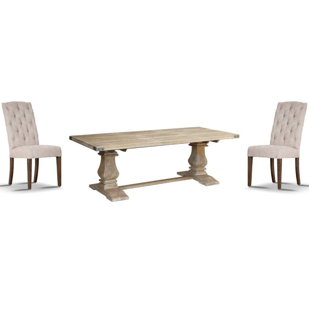 Gloriosa 11pc Dining Set 258-348cm Table 10 Beige Chair Mango Wood - Honey Wash - SILBERSHELL