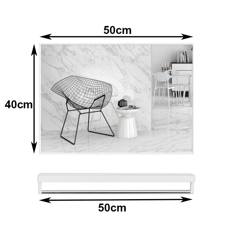 40x50cm White Rectangle Wall Bathroom Mirror Bathroom Holder Vanity Mirror Corner Decorative Mirrors - SILBERSHELL