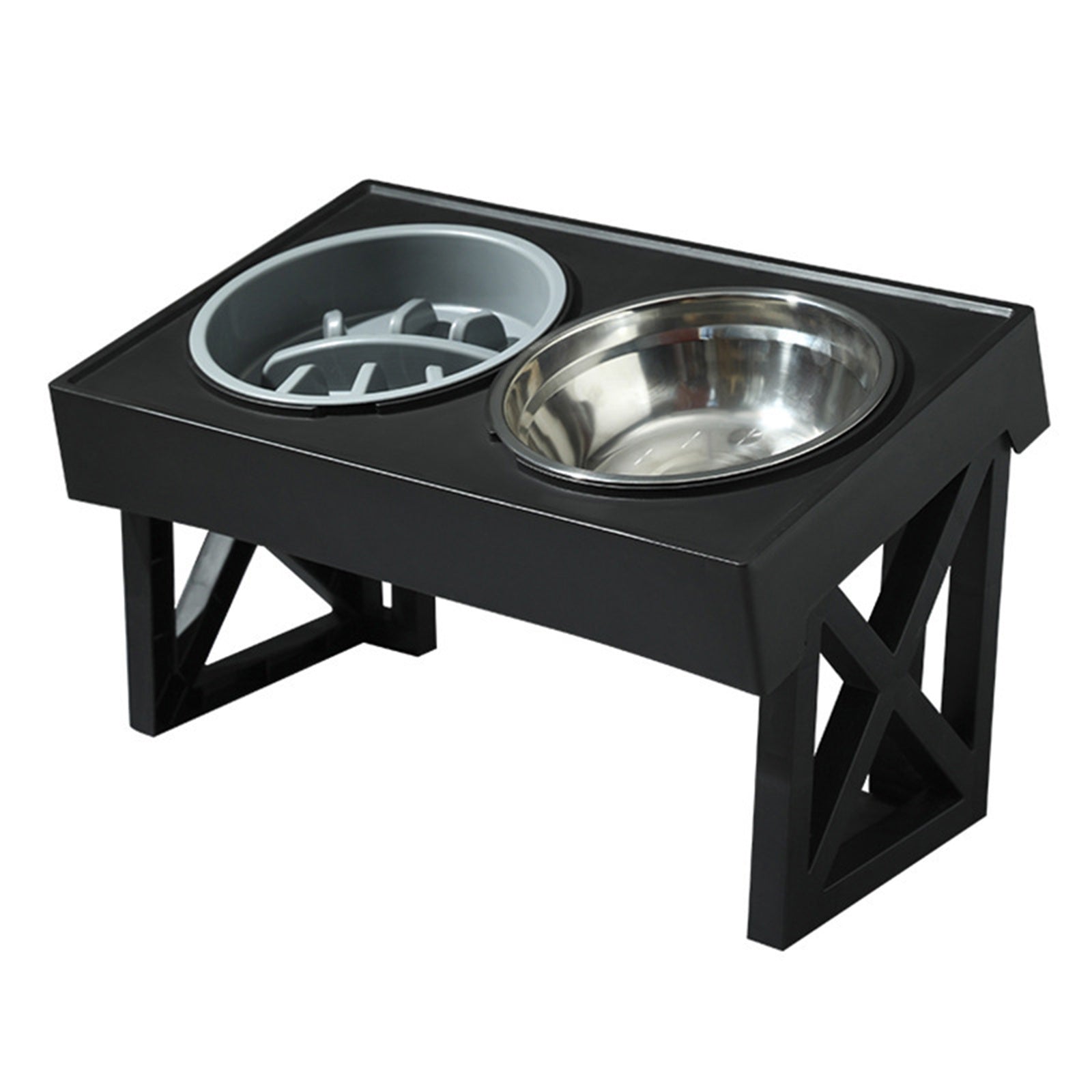 Pawfriends Adjustable Height Raised Stand for Double Bowl Pet Food and Water Feeder - SILBERSHELL