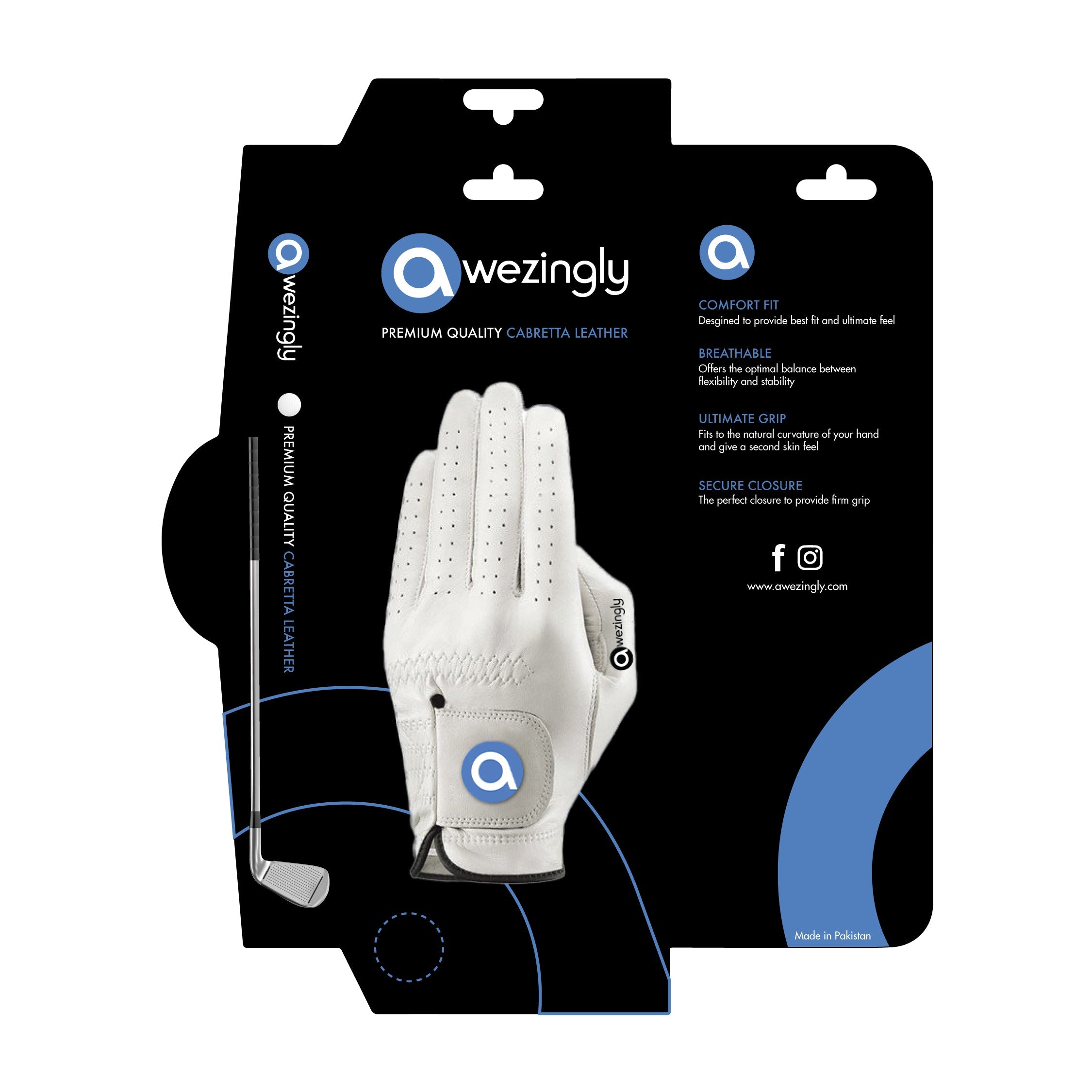 Awezingly Premium Quality Cabretta Leather Golf Glove for Men - White (M/L) - SILBERSHELL