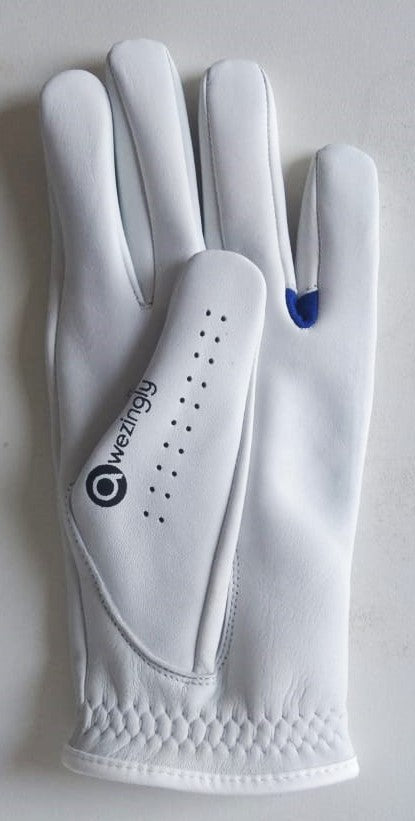 Awezingly Power Touch Cabretta Leather Golf Glove for Men - White (M) - SILBERSHELL