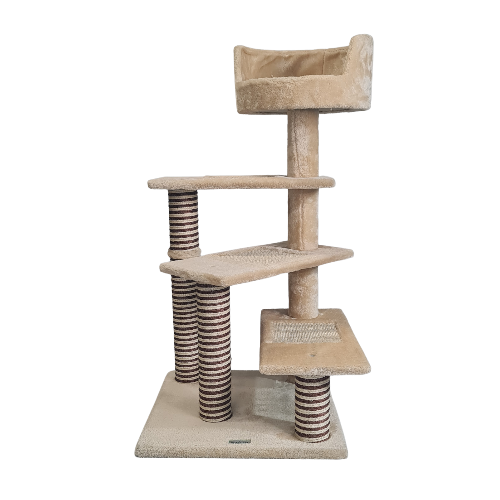 Petwiz 100cm Multi Level Cat Scratching Tree - Beige - SILBERSHELL