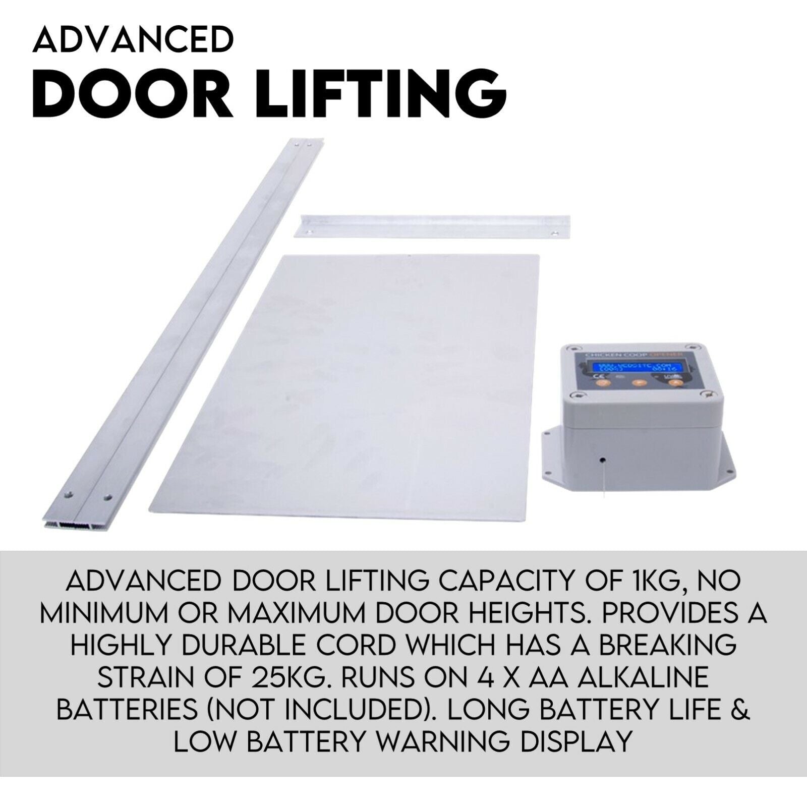 Chicken Coop Door with Digital LCD Screen to manage Timer and Sensor - SILBERSHELL