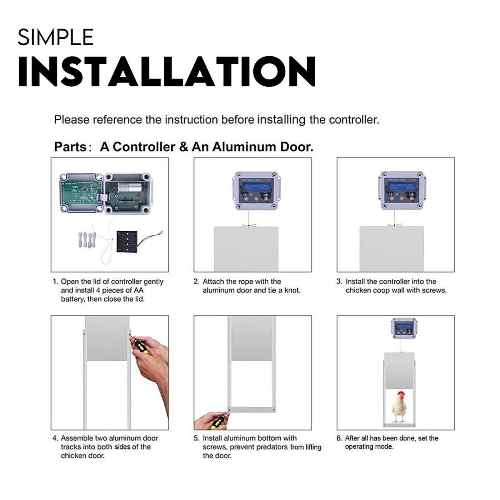 Chicken Coop Door with Digital LCD Screen to manage Timer and Sensor - SILBERSHELL