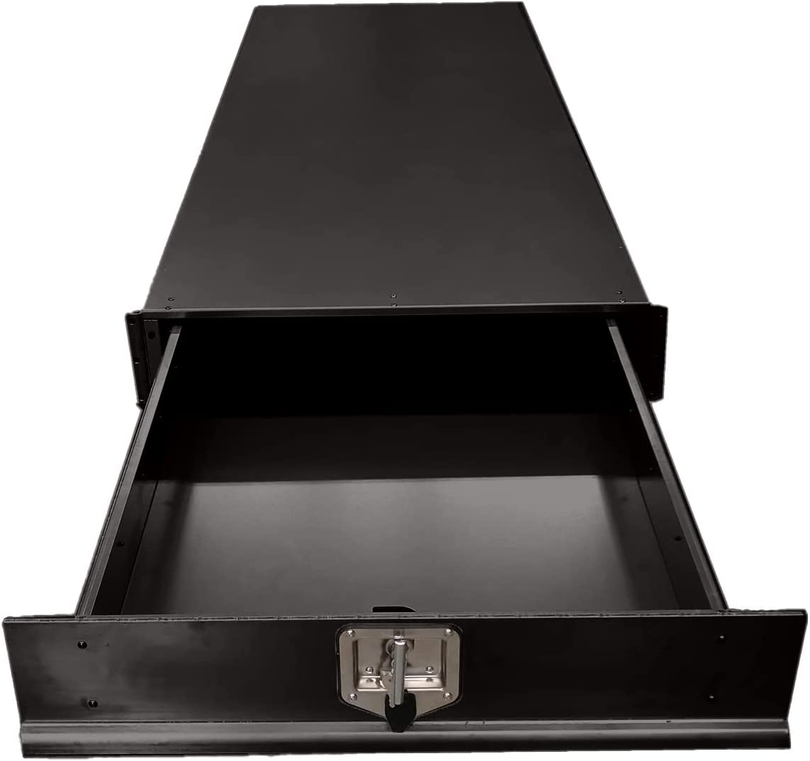 Under Tray Body Tool Box Trundle Drawer 1500 Long UTE Truck ToolBox Black - SILBERSHELL