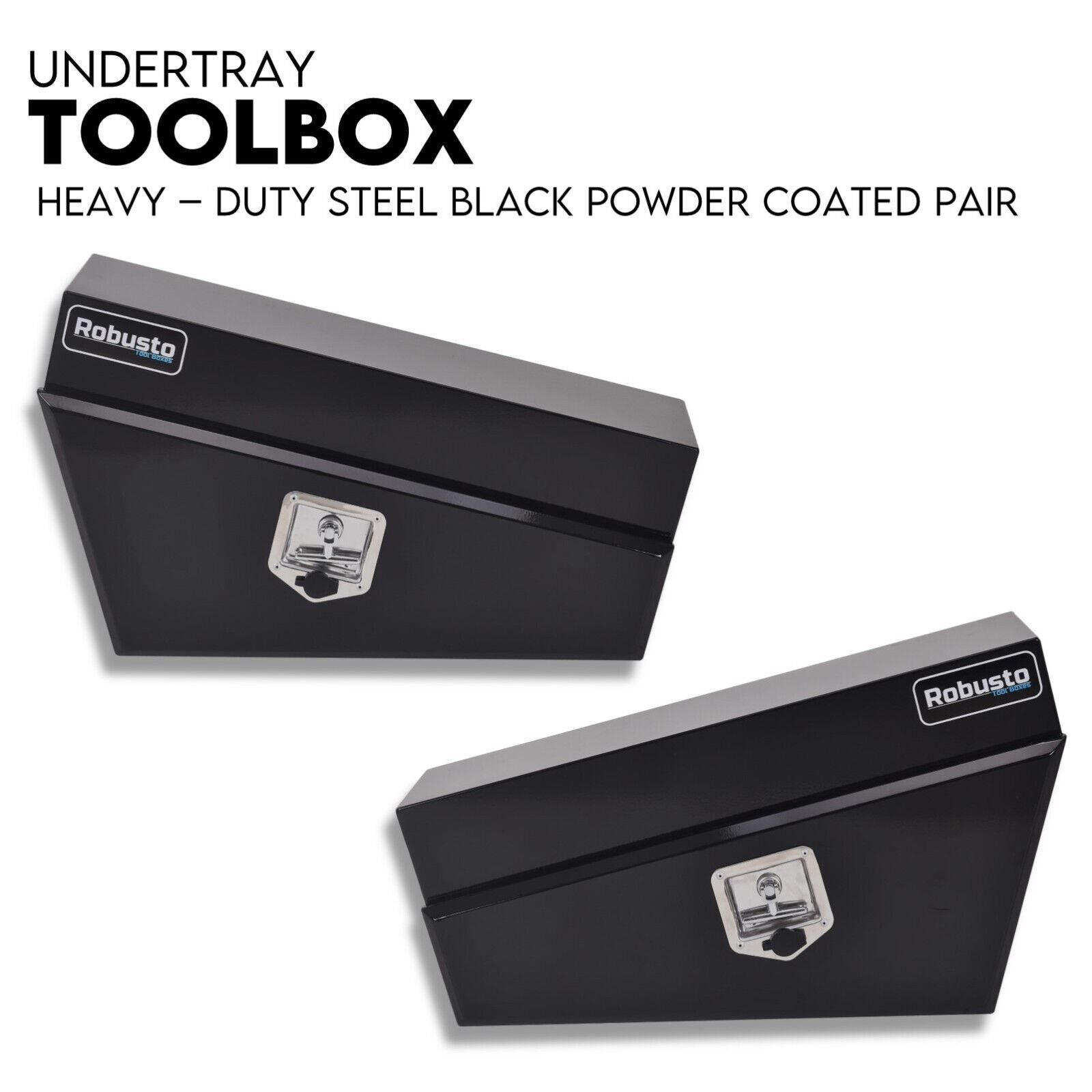 Under Tray Tool Box Underbody Pair Set 750mm Black Steel - SILBERSHELL