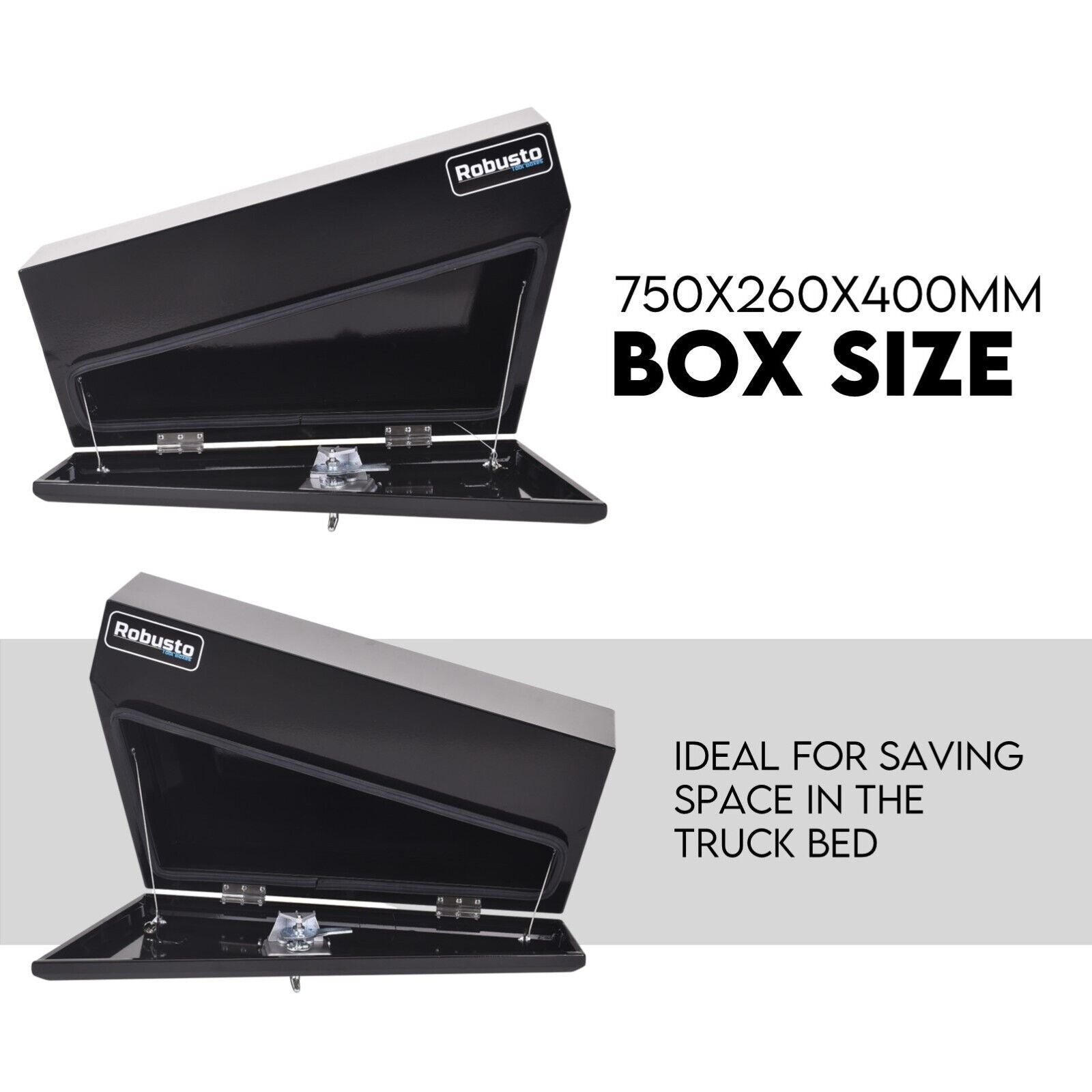 Under Tray Tool Box Underbody Pair Set 750mm Black Steel - SILBERSHELL