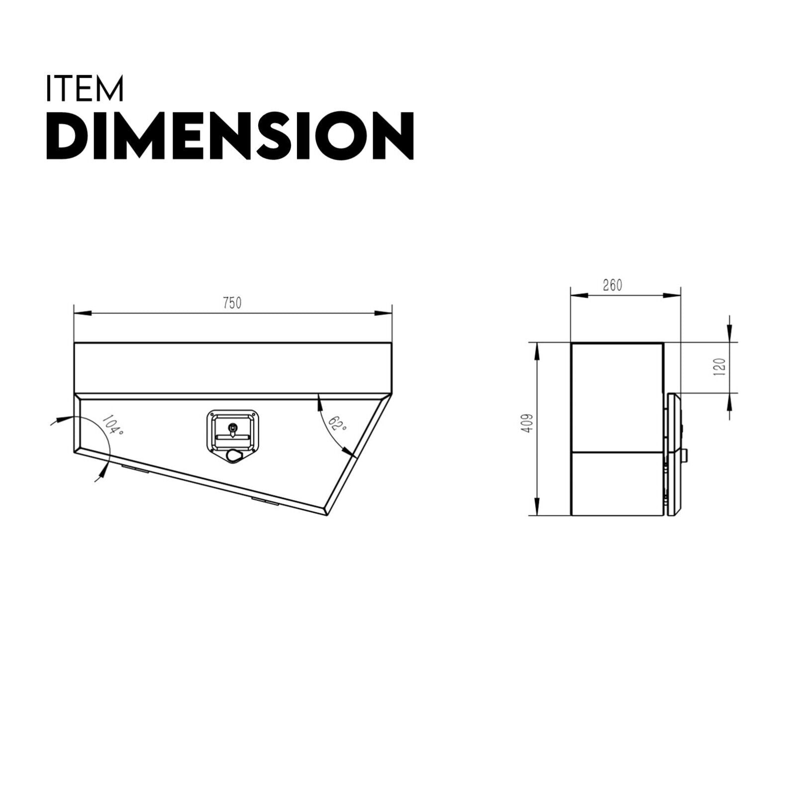 Under Tray Tool Box Underbody Pair Set 750mm Black Steel - SILBERSHELL