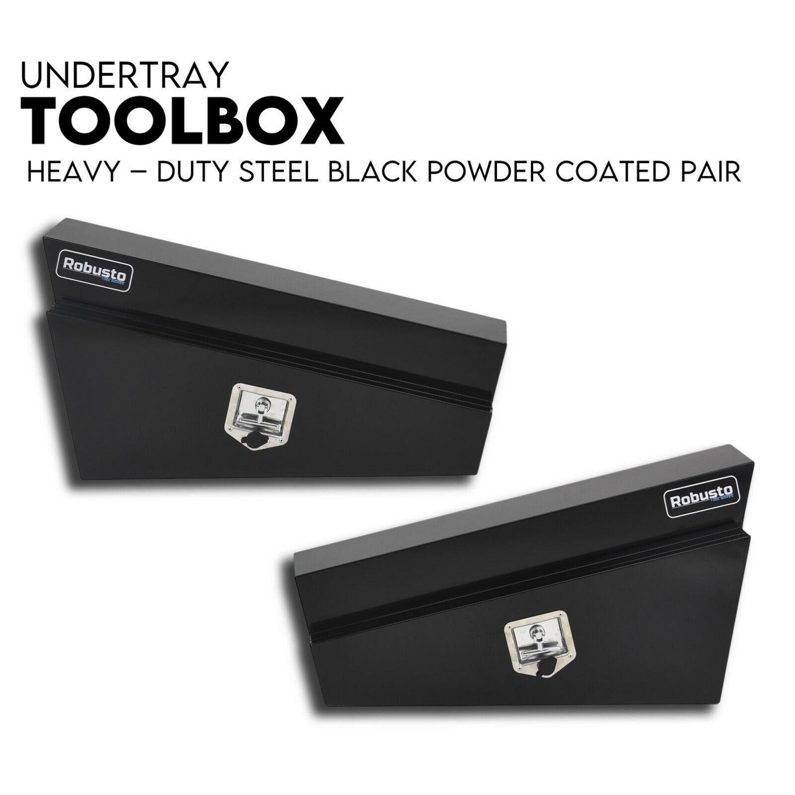 Under Tray Tool Box Underbody Pair Set 900mm Black Steel - SILBERSHELL