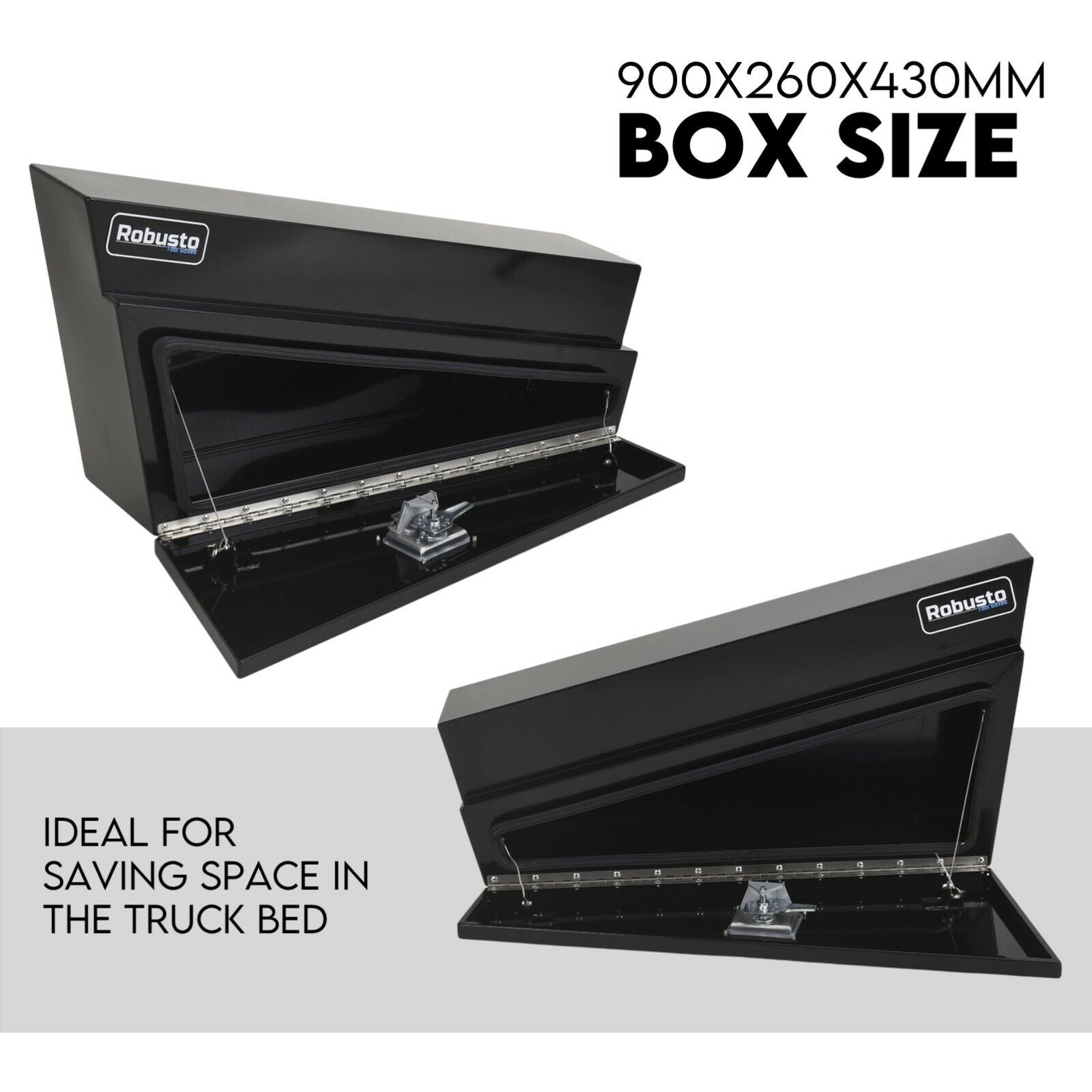 Under Tray Tool Box Underbody Pair Set 900mm Black Steel - SILBERSHELL