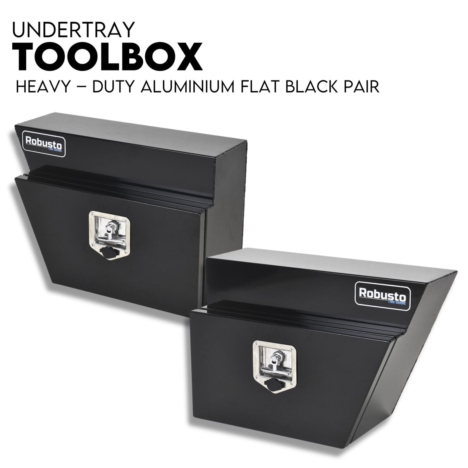Under Tray Tool Box Underbody Pair Set 600mm Black Aluminium - SILBERSHELL