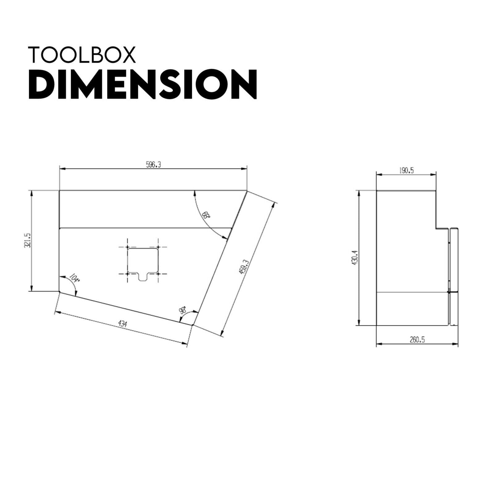 Under Tray Tool Box Underbody Pair Set 600mm Black Aluminium - SILBERSHELL