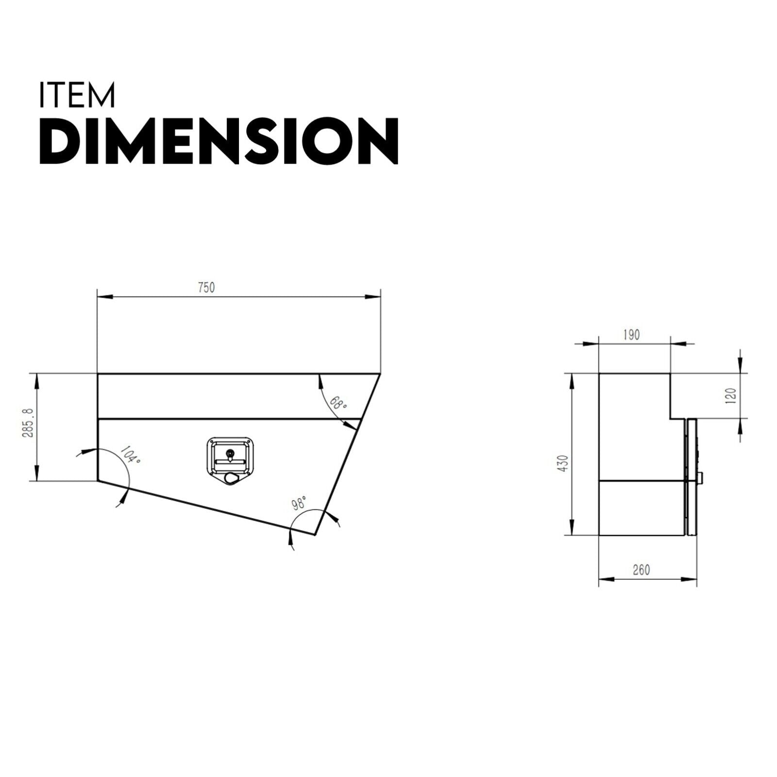 Under Tray Tool Box Underbody Pair Set 750mm Aluminium - SILBERSHELL