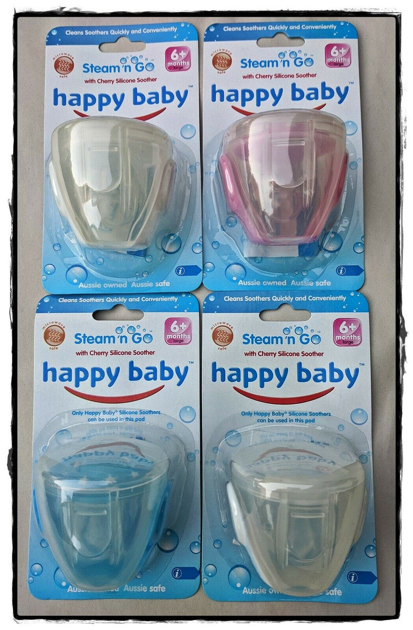 4 Pack -  Happy Baby Steam n Go Cherry Silicone Soother - SILBERSHELL