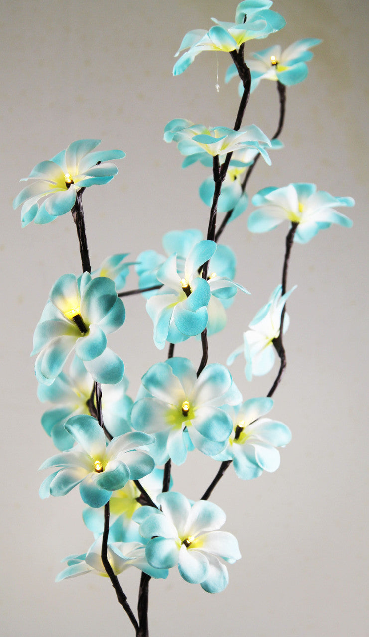 1 Set of 50cm H 20 LED Blue Frangipani Tree Branch Stem Fairy Light Wedding Event Party Function Table Vase Centrepiece Tropical Decoration - SILBERSHELL
