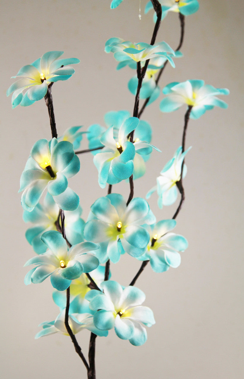 1 Set of 50cm H 20 LED Blue Frangipani Tree Branch Stem Fairy Light Wedding Event Party Function Table Vase Centrepiece Tropical Decoration - SILBERSHELL