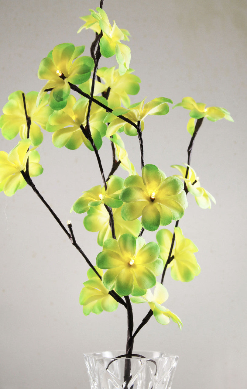 1 Set of 50cm H 20 LED Green Frangipani Tree Branch Stem Fairy Light Wedding Event Party Function Table Vase Centrepiece Tropical Decoration - SILBERSHELL