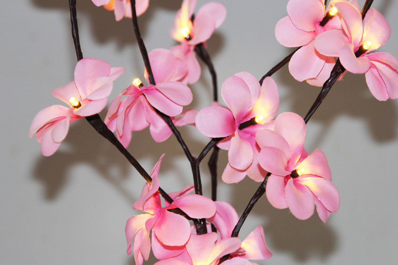 1 Set of 50cm H 20 LED Pink Frangipani Tree Branch Stem Fairy Light Wedding Event Party Function Table Vase Centrepiece Decoration Girl Bedroom - SILBERSHELL