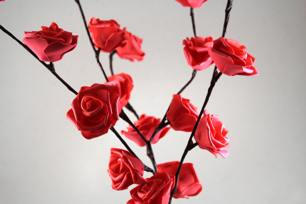 1 Set of 50cm H 20 LED Red Rose Tree Branch Stem Fairy Light Wedding Event Party Function Table Vase Centrepiece Decoration - SILBERSHELL