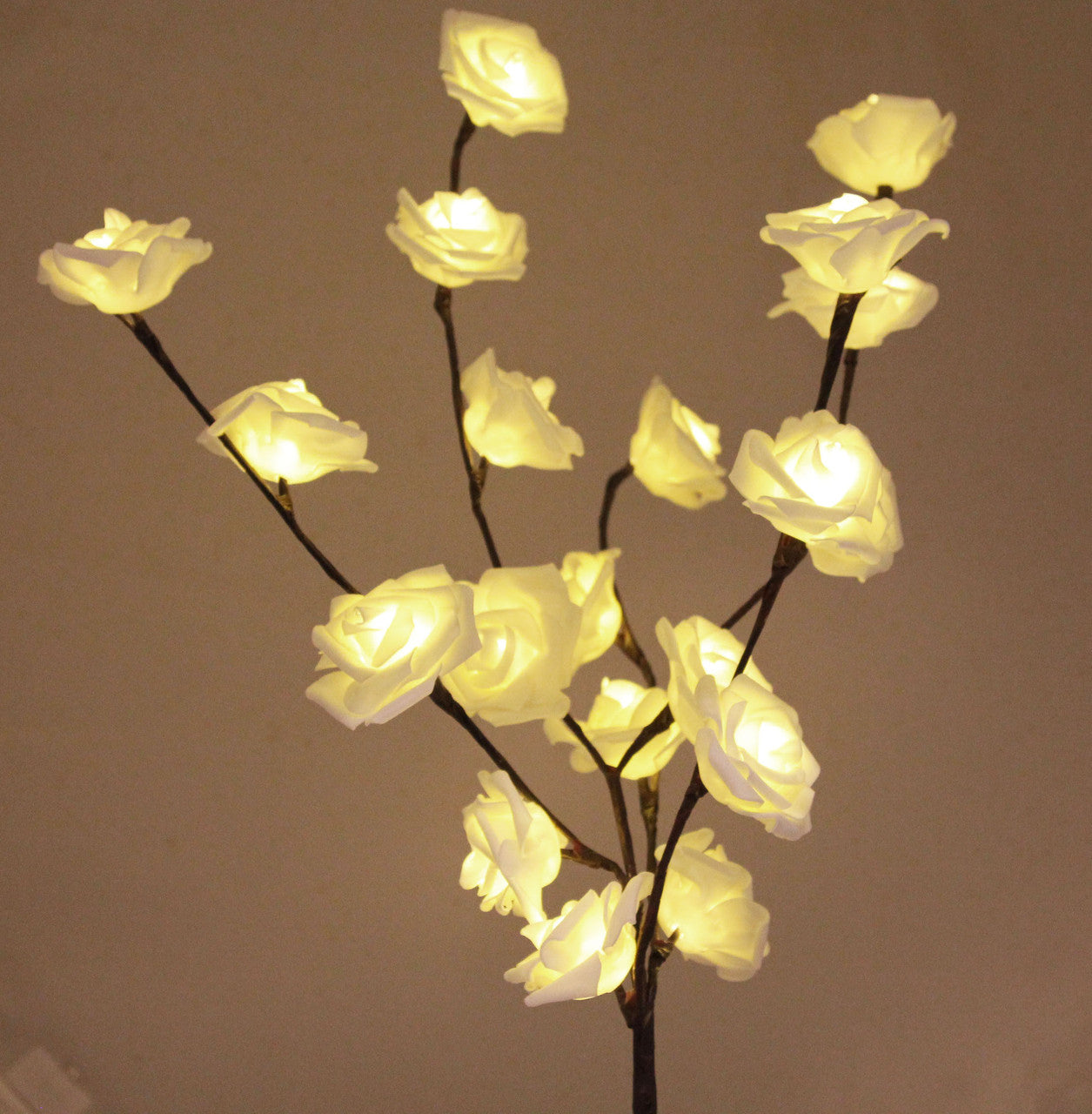 1 Set of 50cm H 20 LED White Rose Tree Branch Stem Fairy Light Wedding Event Party Function Table Vase Centrepiece Decoration - SILBERSHELL