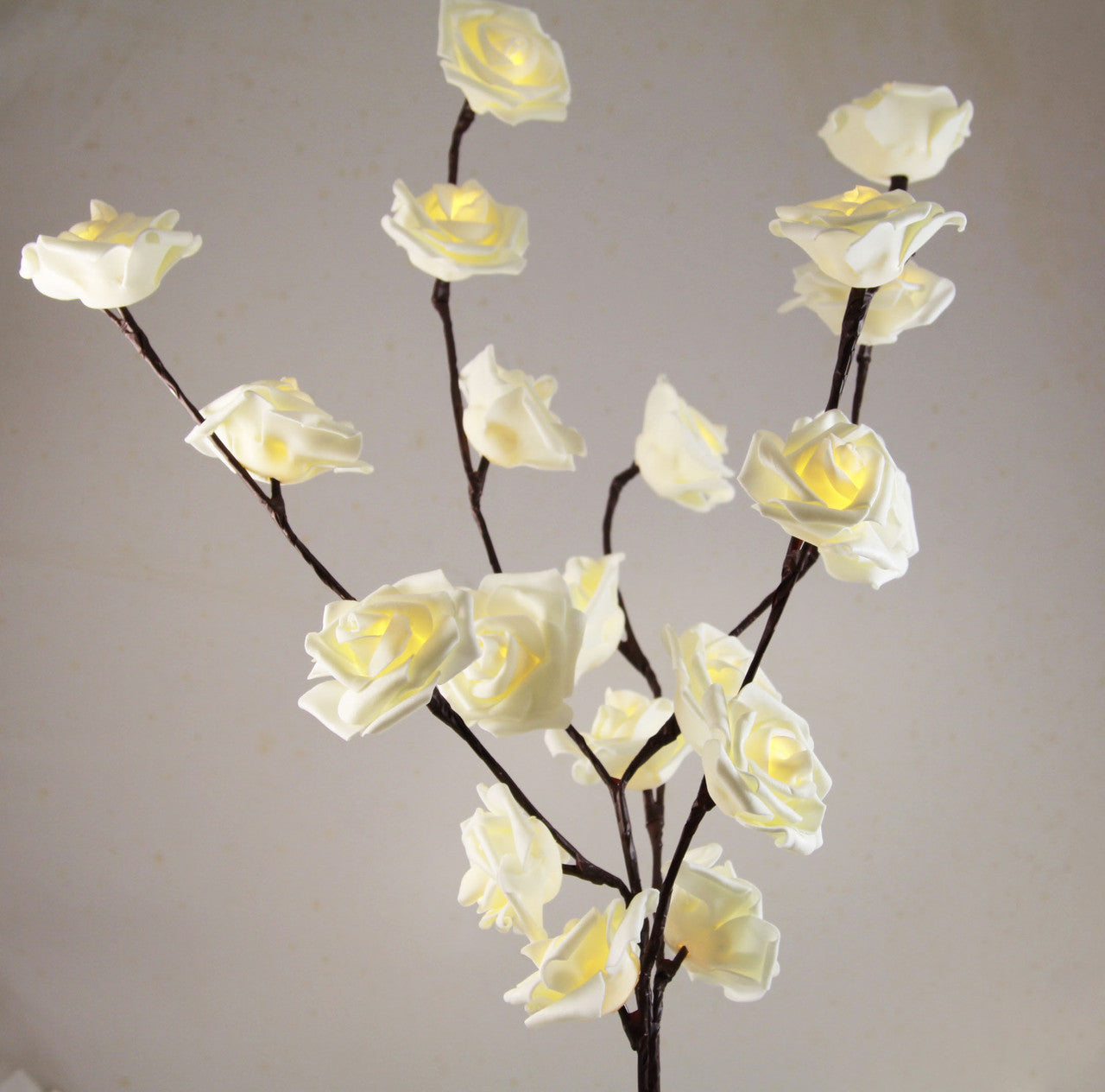 1 Set of 50cm H 20 LED White Rose Tree Branch Stem Fairy Light Wedding Event Party Function Table Vase Centrepiece Decoration - SILBERSHELL