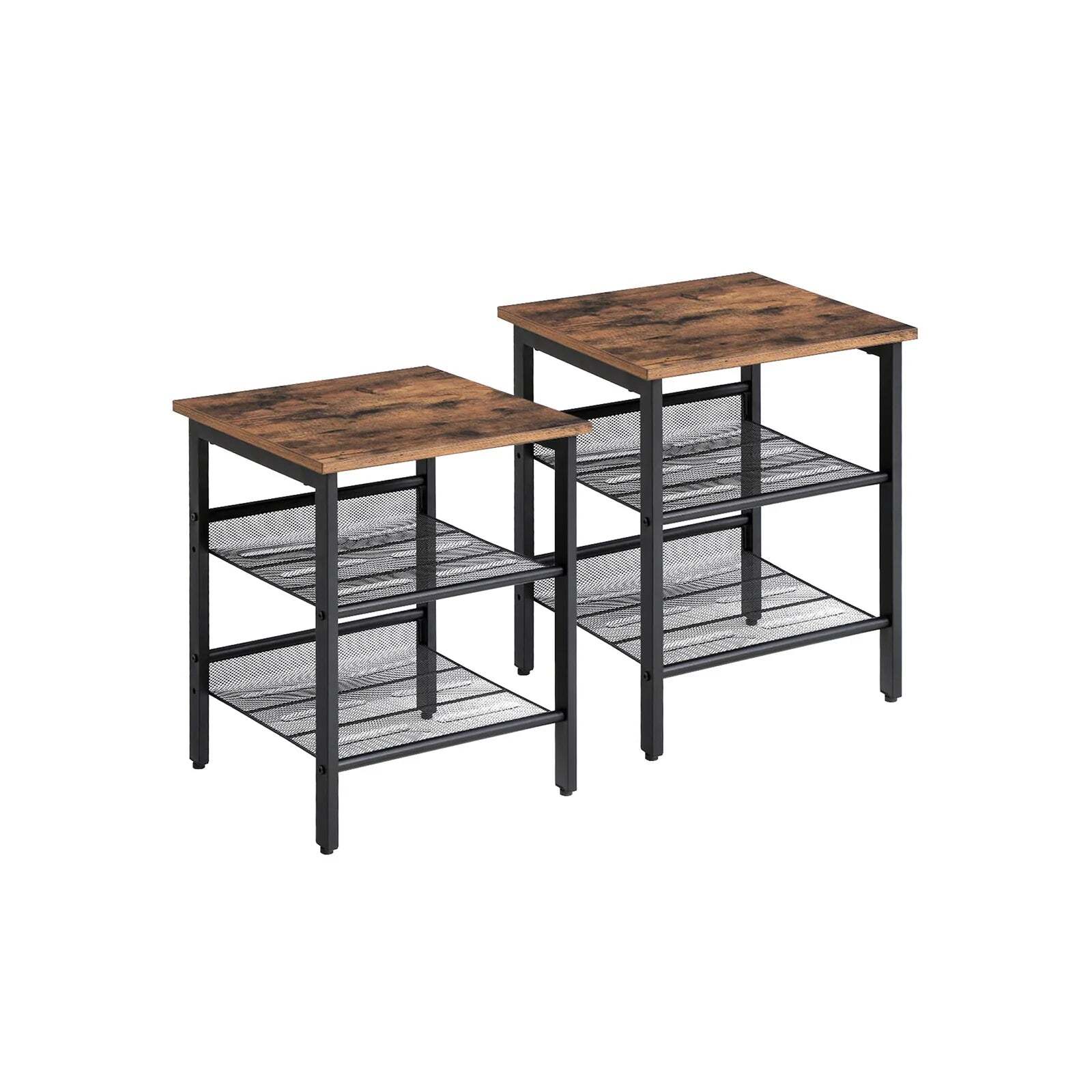 VASAGLE Set of 2 Side Table with 2 Mesh Shelves - SILBERSHELL