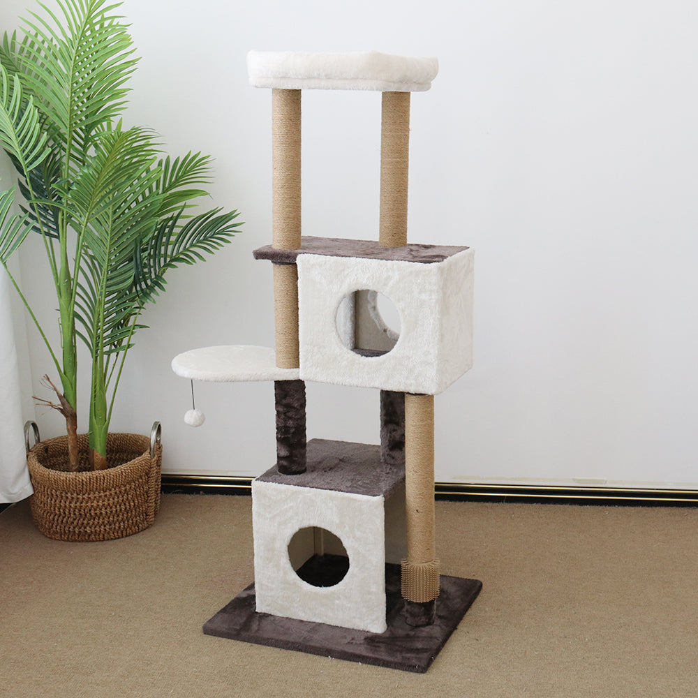 CATIO Deluxe Multi-Function Three-Level Dual Cat Scratching Tree 141cm - SILBERSHELL