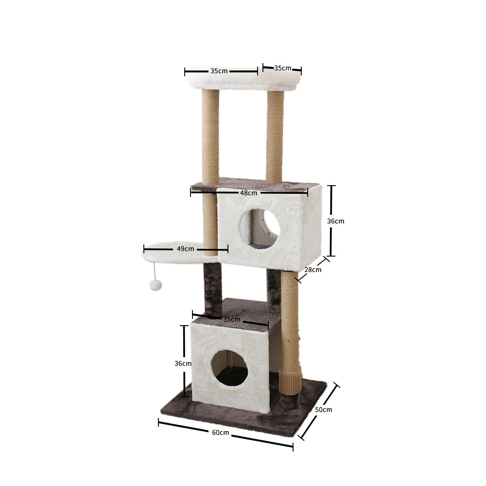 CATIO Deluxe Multi-Function Three-Level Dual Cat Scratching Tree 141cm - SILBERSHELL