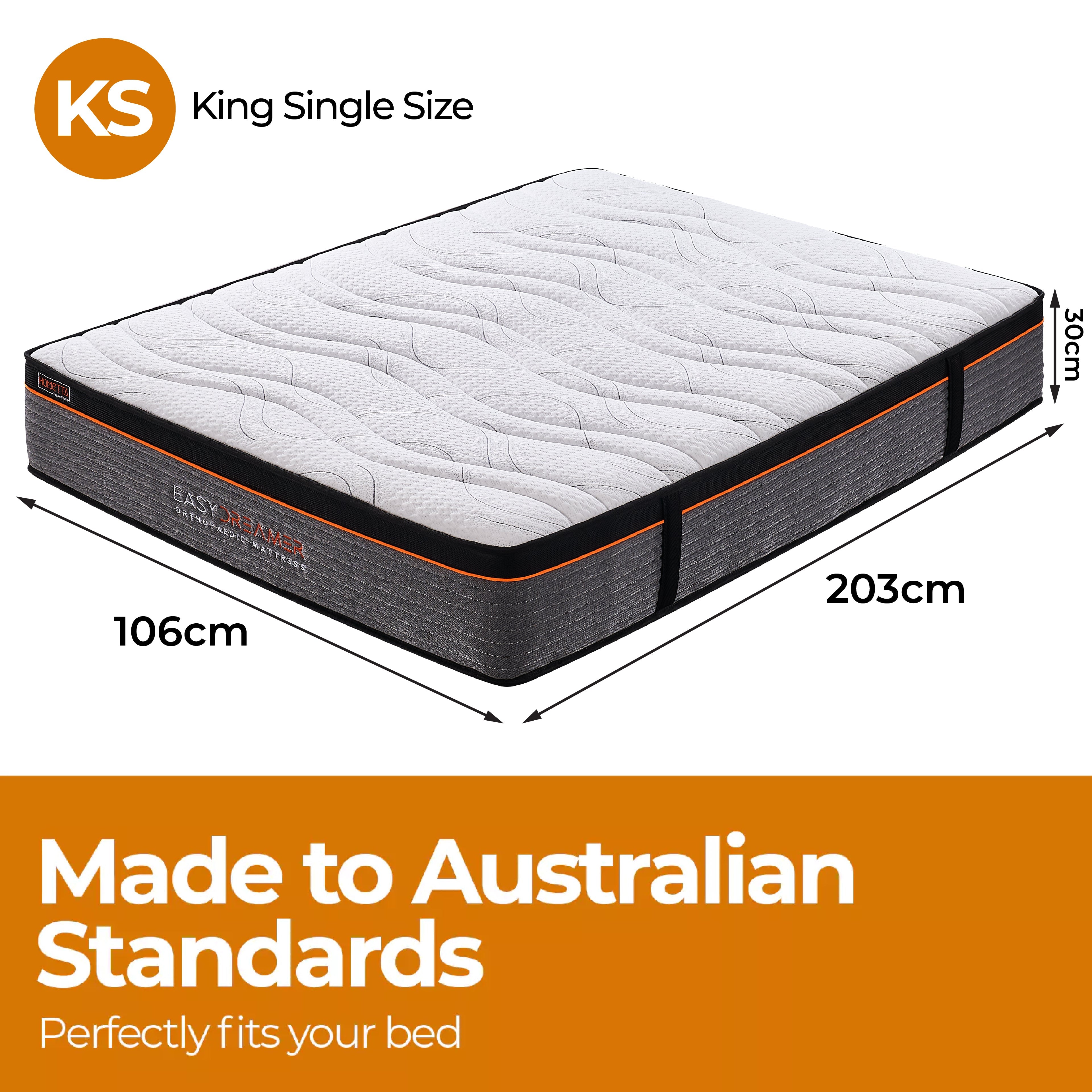 EasyDreamer Orthopaedic Euro Top Pocket Spring King Single Mattress - SILBERSHELL