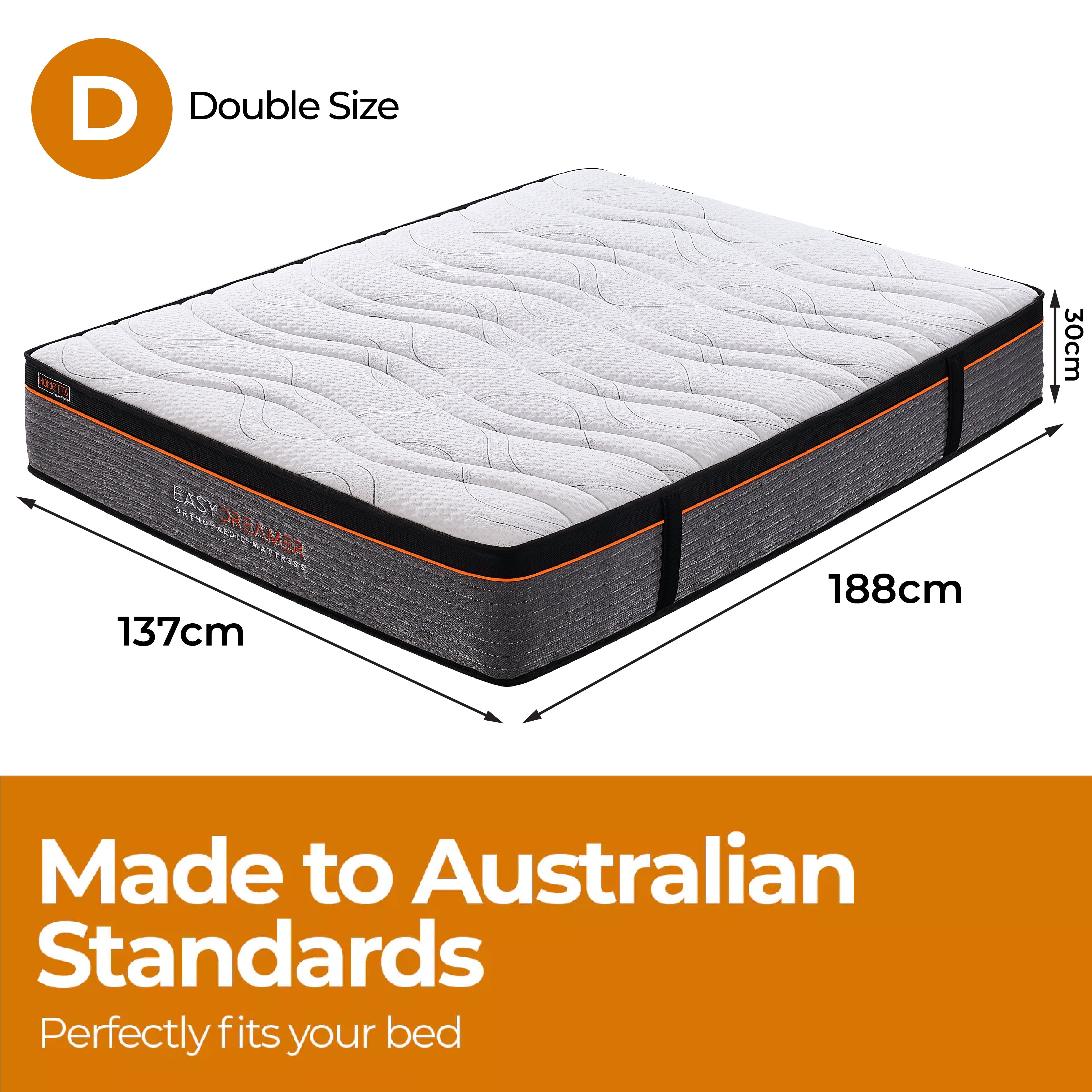 EasyDreamer Orthopaedic Euro Top Pocket Spring Double Mattress - SILBERSHELL