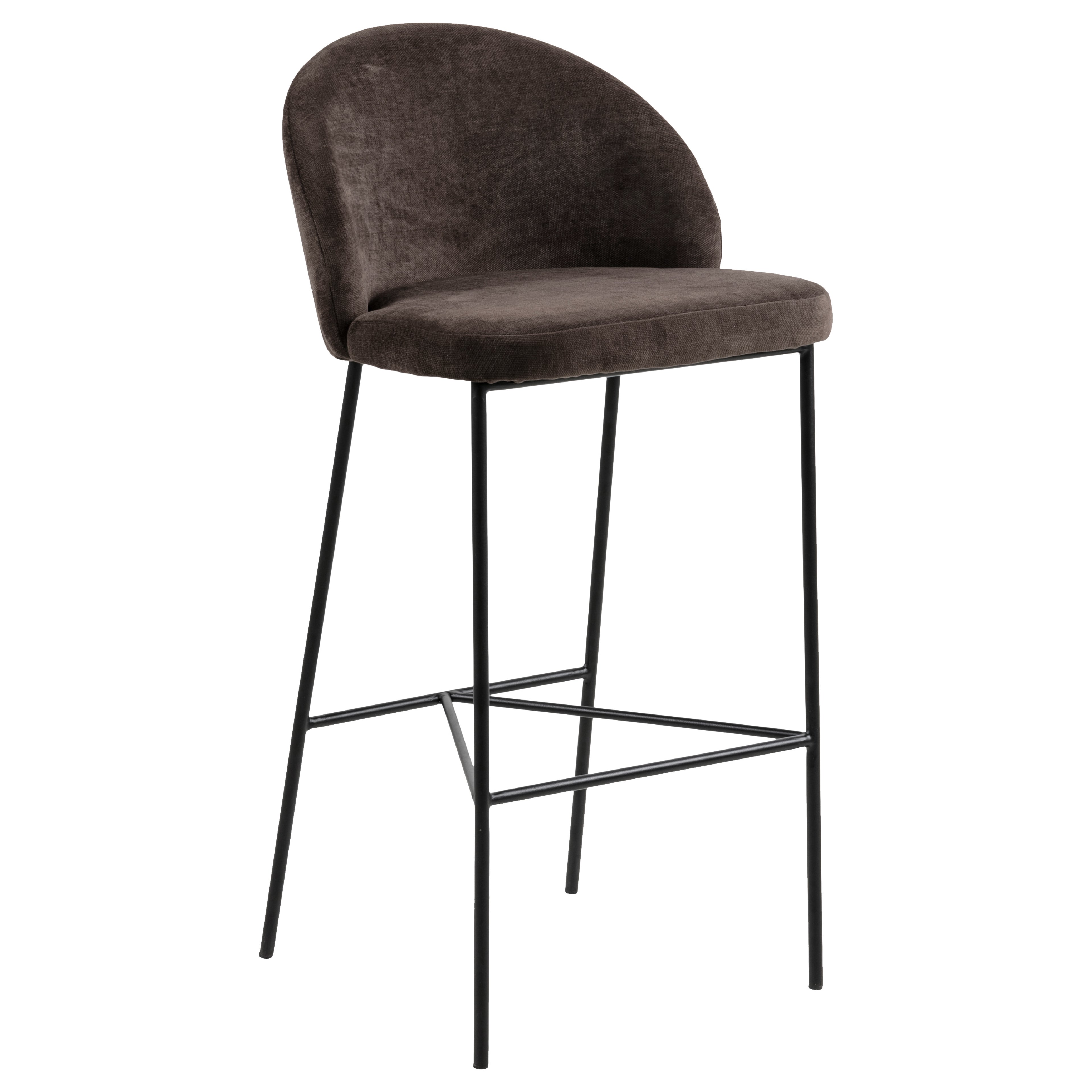 Nelson Barstool Brown Fabric Steel Black Legs - SILBERSHELL