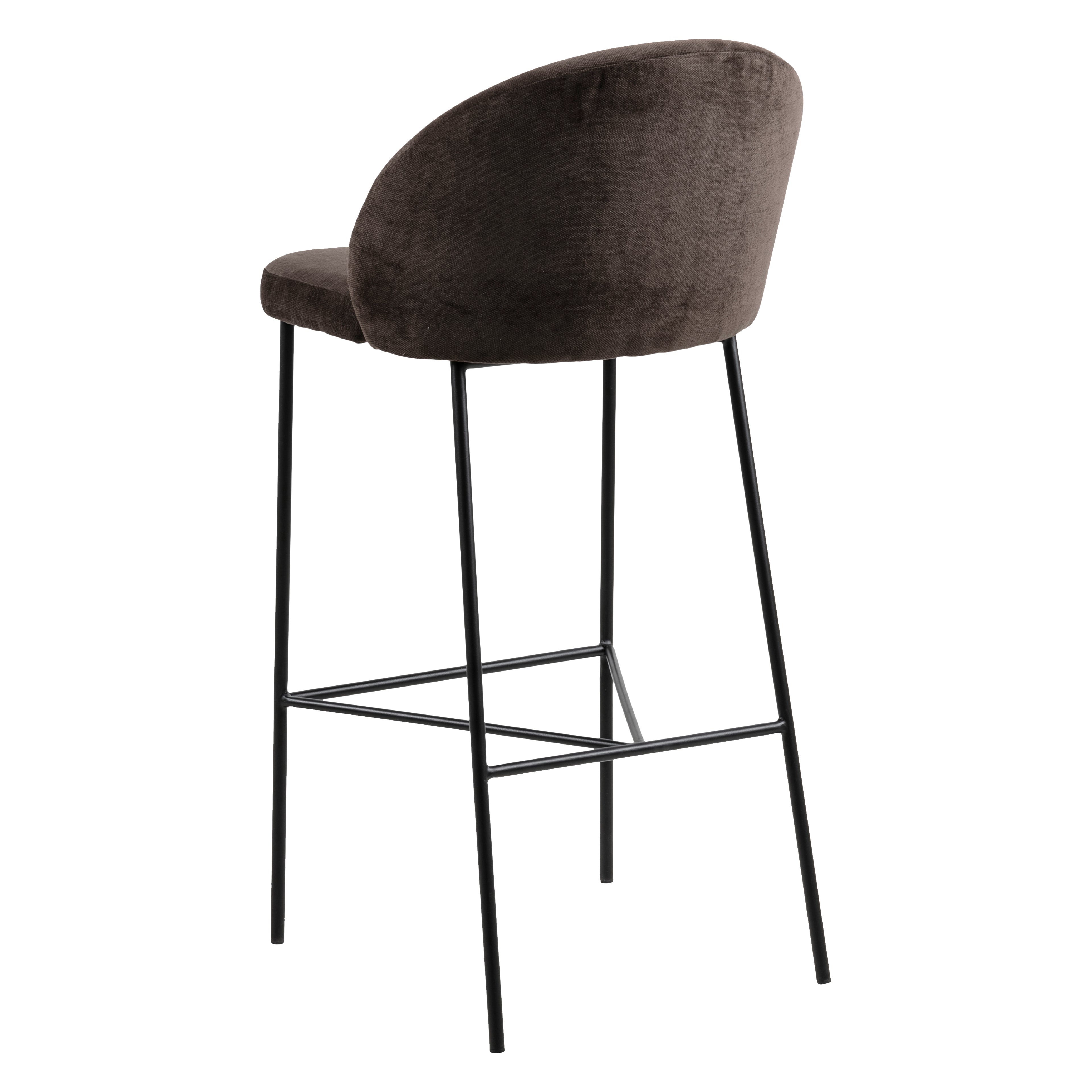 Nelson Barstool Brown Fabric Steel Black Legs - SILBERSHELL