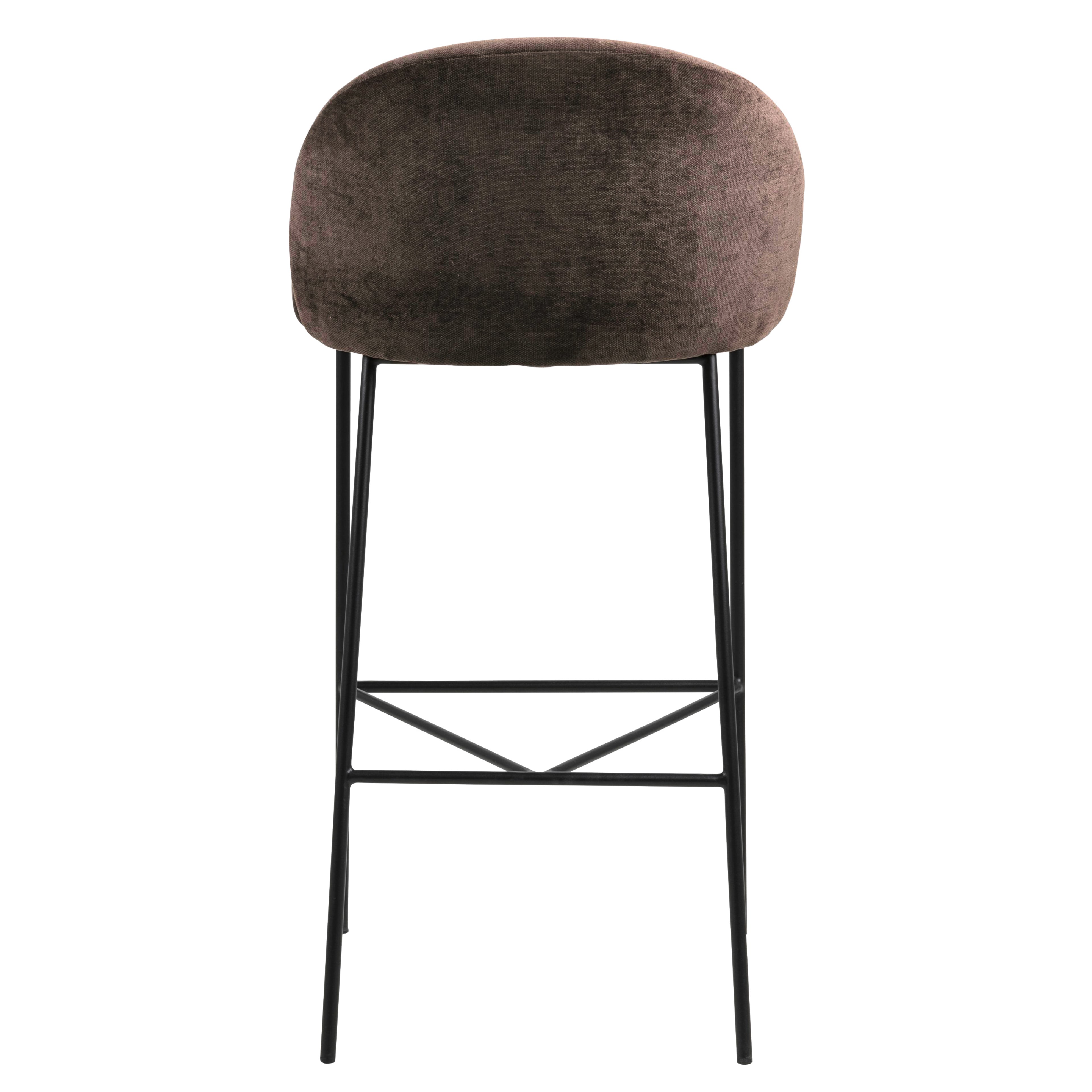 Nelson Barstool Brown Fabric Steel Black Legs - SILBERSHELL