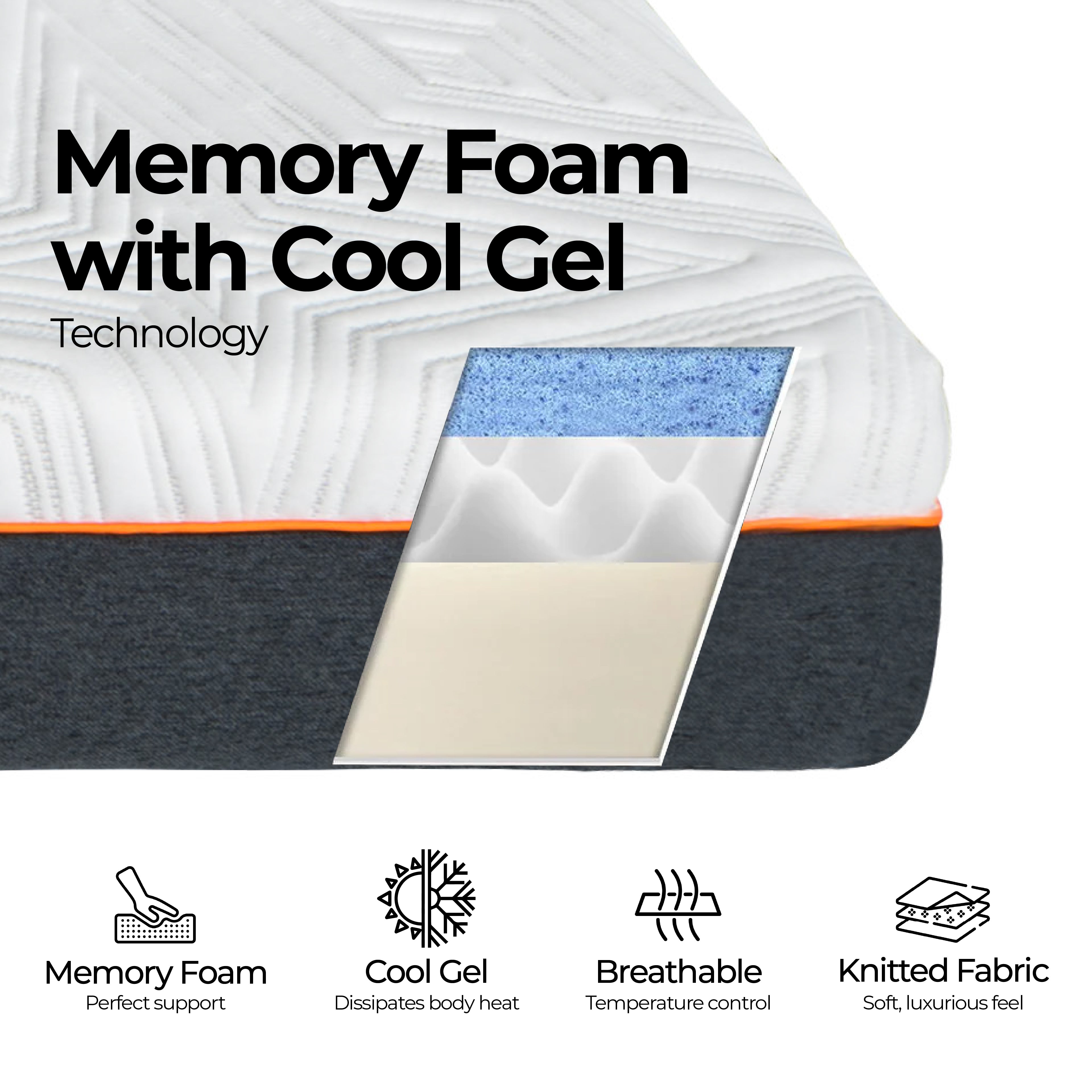 WhisperCool Gel Memory Foam Double Mattress - SILBERSHELL