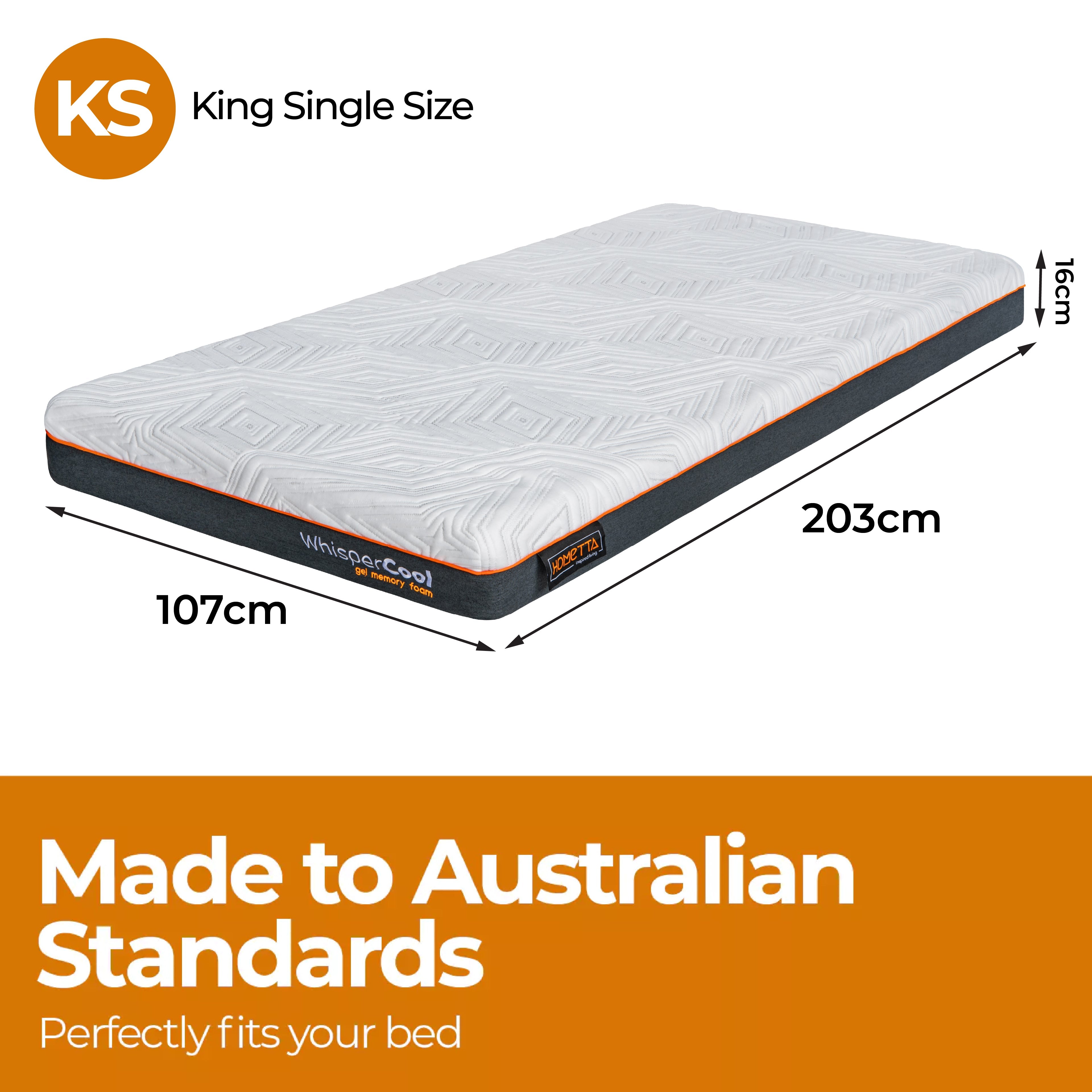 WhisperCool Gel Memory Foam King Single Mattress - SILBERSHELL