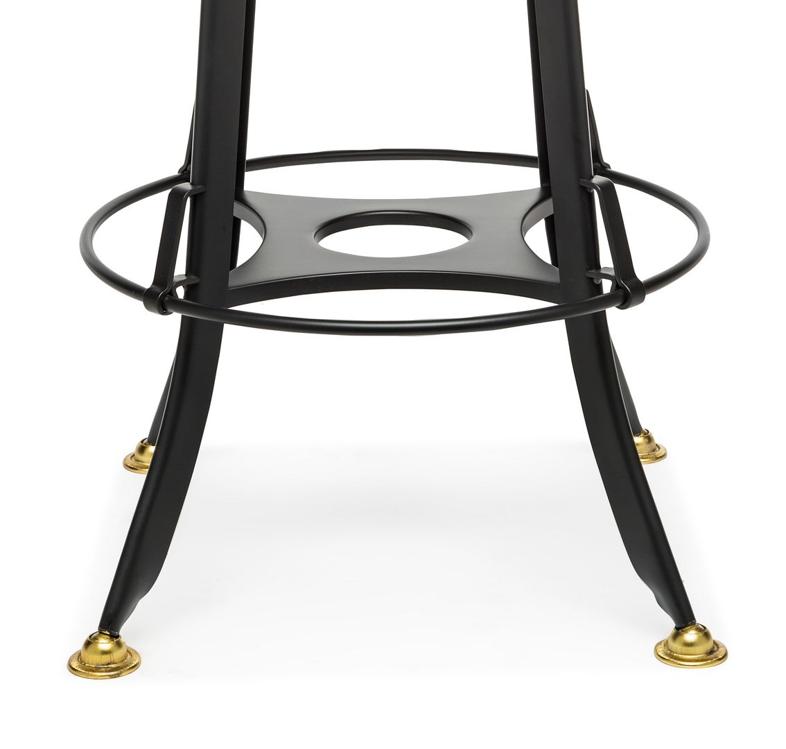 Industrial Wooden Height Adjustable Swivel Bar Stool Chair with Back - Gold Black - SILBERSHELL