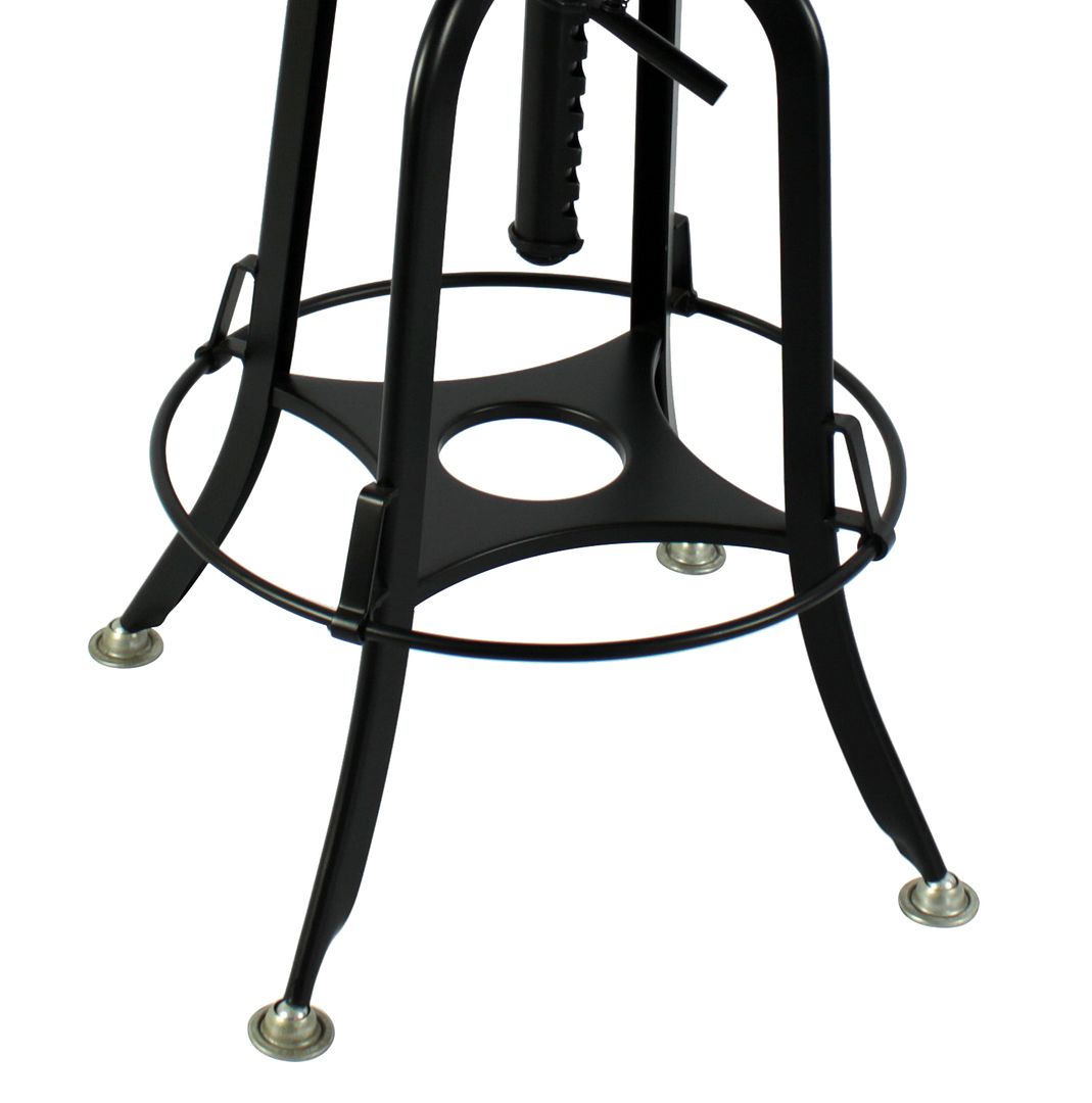 Industrial Wooden Height Adjustable Swivel Bar Stool Chair with Back - Black Rustic - SILBERSHELL