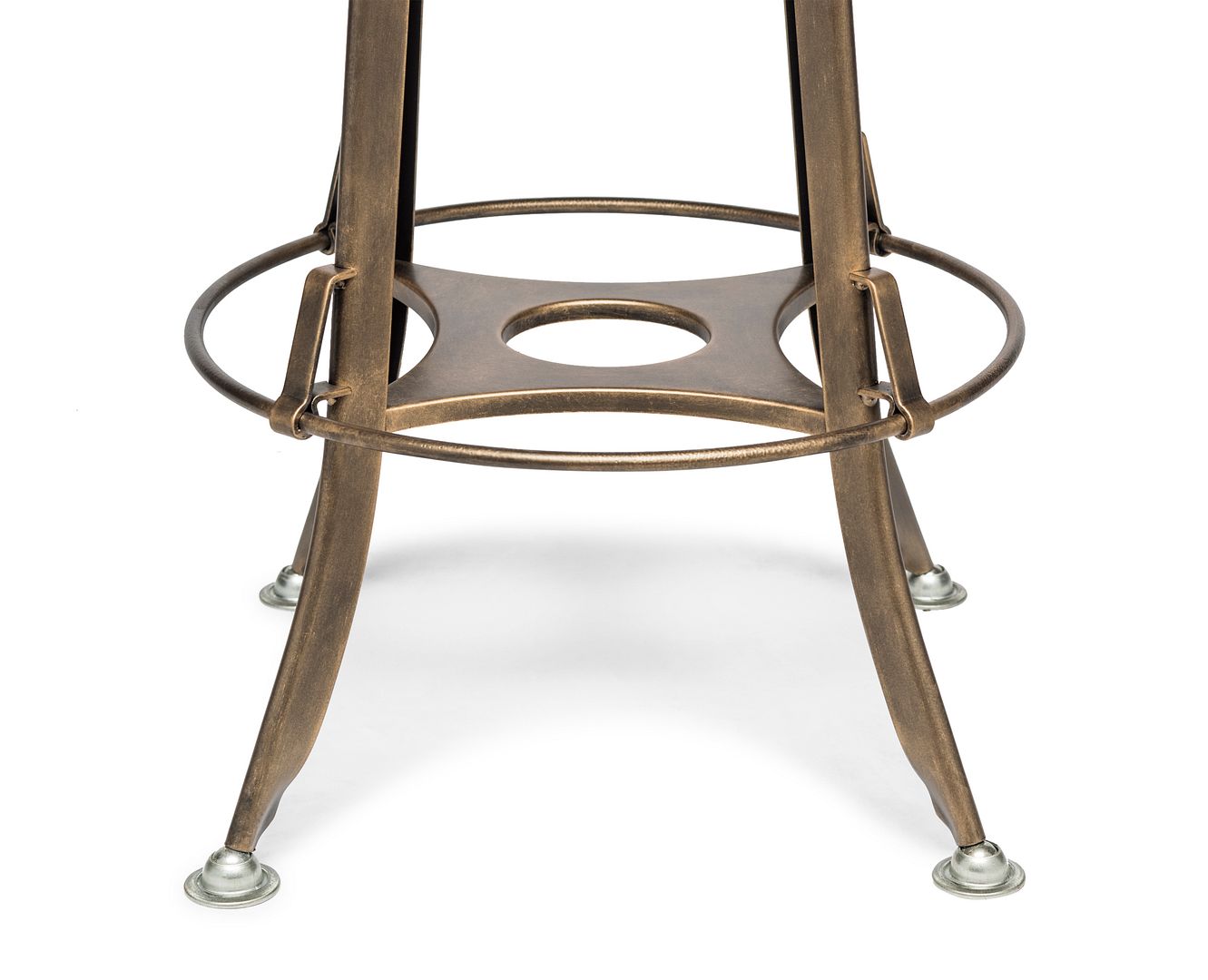 Industrial Wooden Height Adjustable Swivel Bar Stool Chair with Back - Dark French Brass - SILBERSHELL