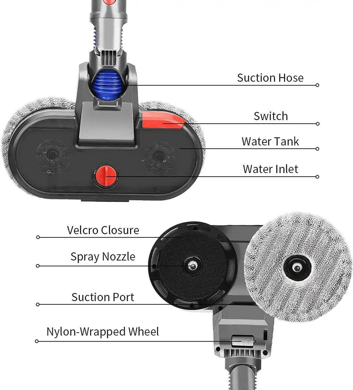 Superior Mop & Vacuum Tool for Dyson V7, V8, V10, V11 & V15 Vacuum Cleaners - SILBERSHELL