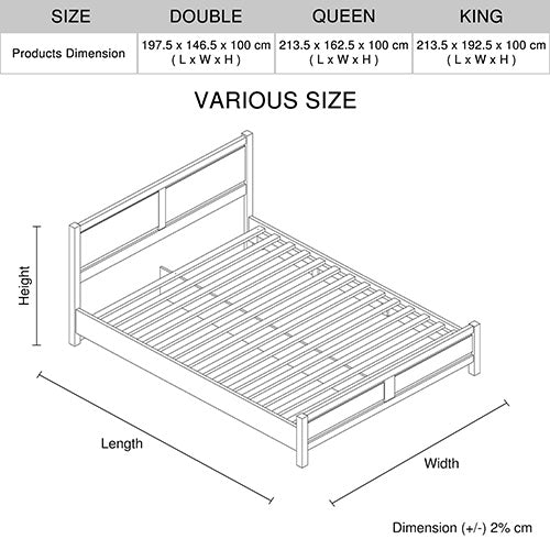 5 Pieces Bedroom Suite Natural Wood Like MDF Structure Double Size Oak Colour Bed, Bedside Table, Tallboy & Dresser - SILBERSHELL